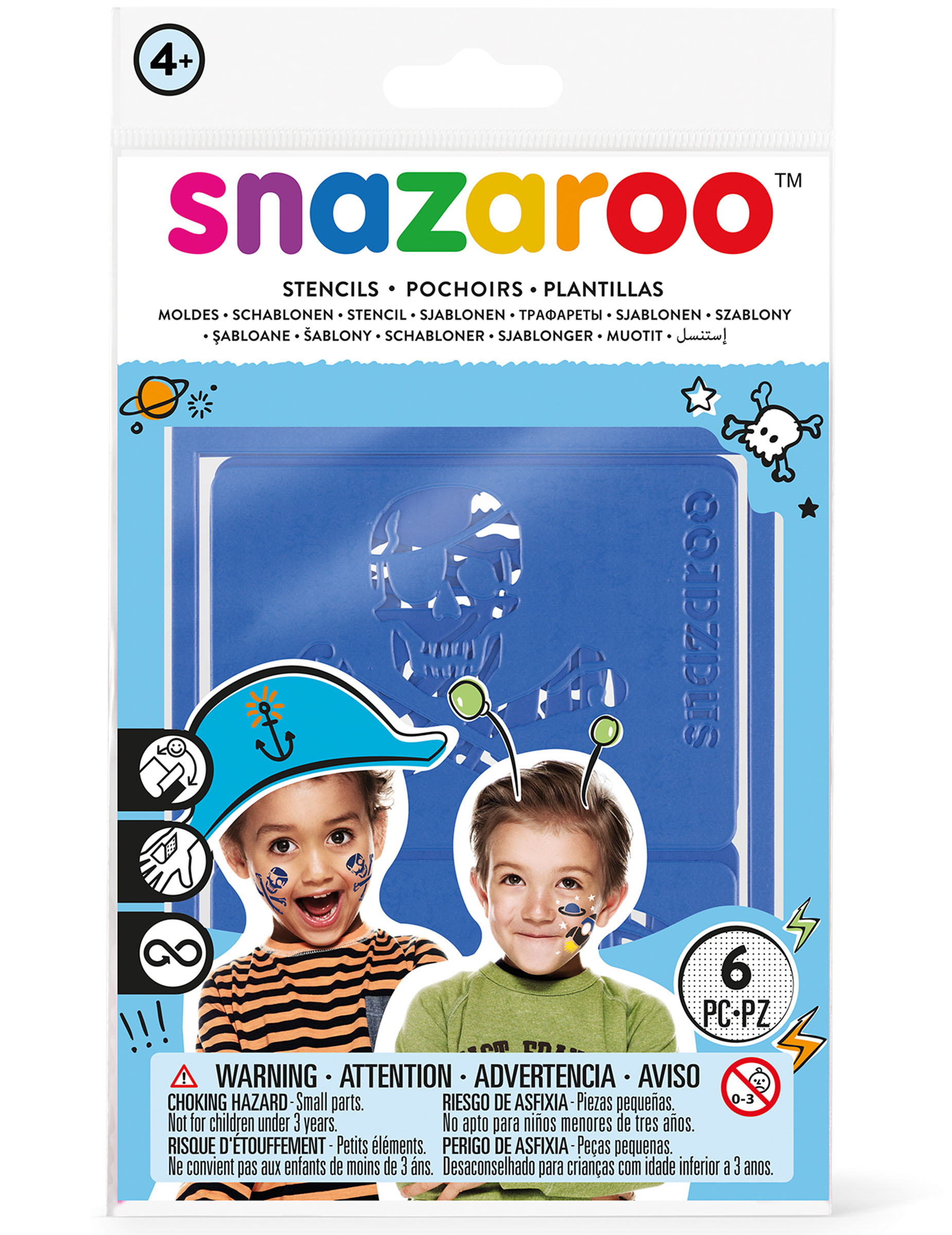 6 Pochoirs garçons Snazaroo