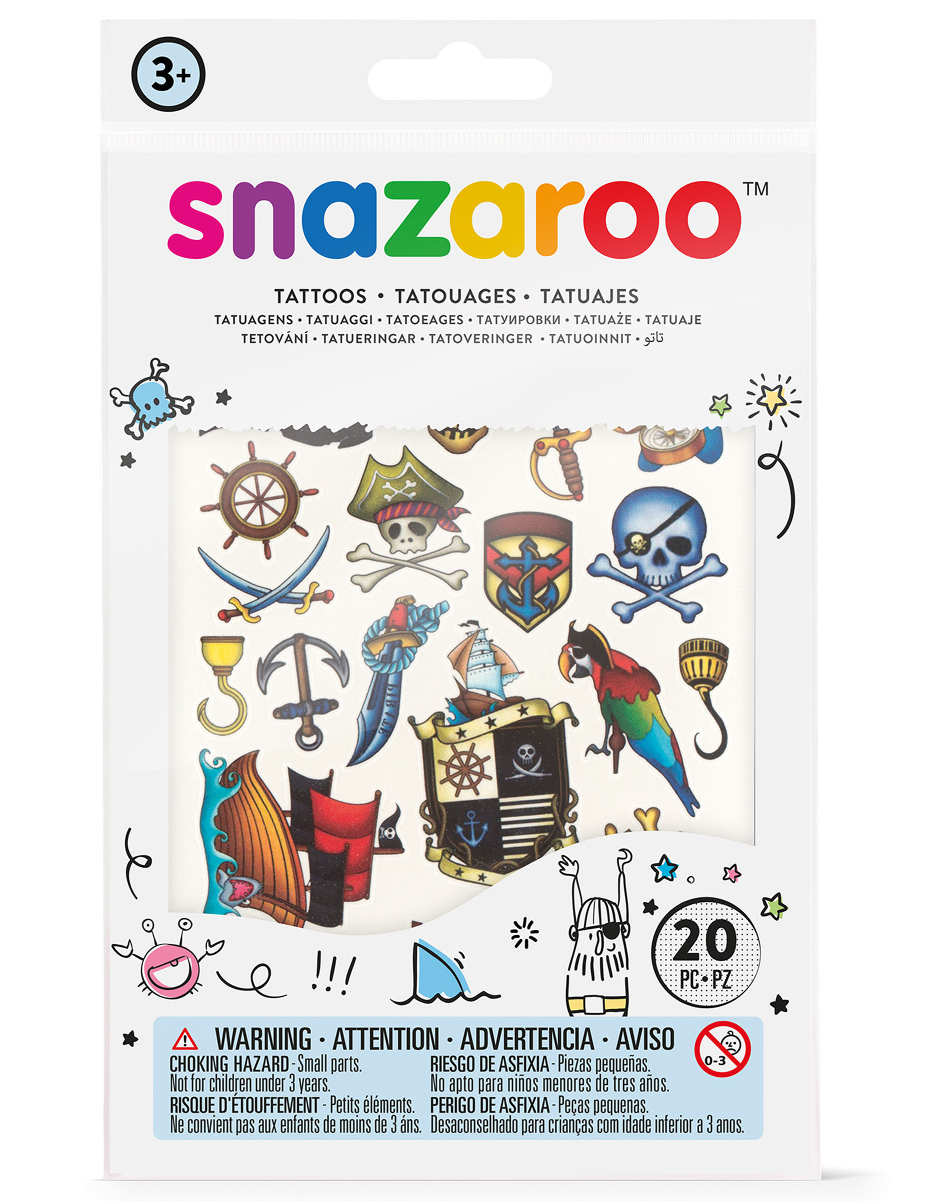 20 Tatouages temporaires garçon Snazaroo