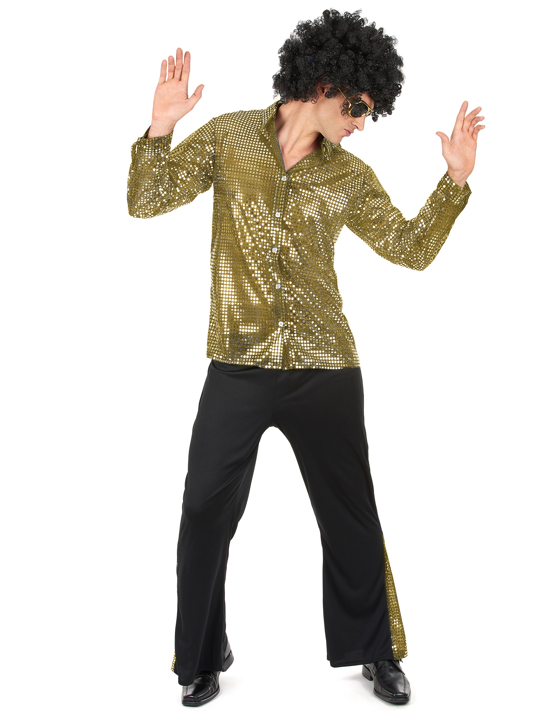 Déguisement disco doré à paillettes homme