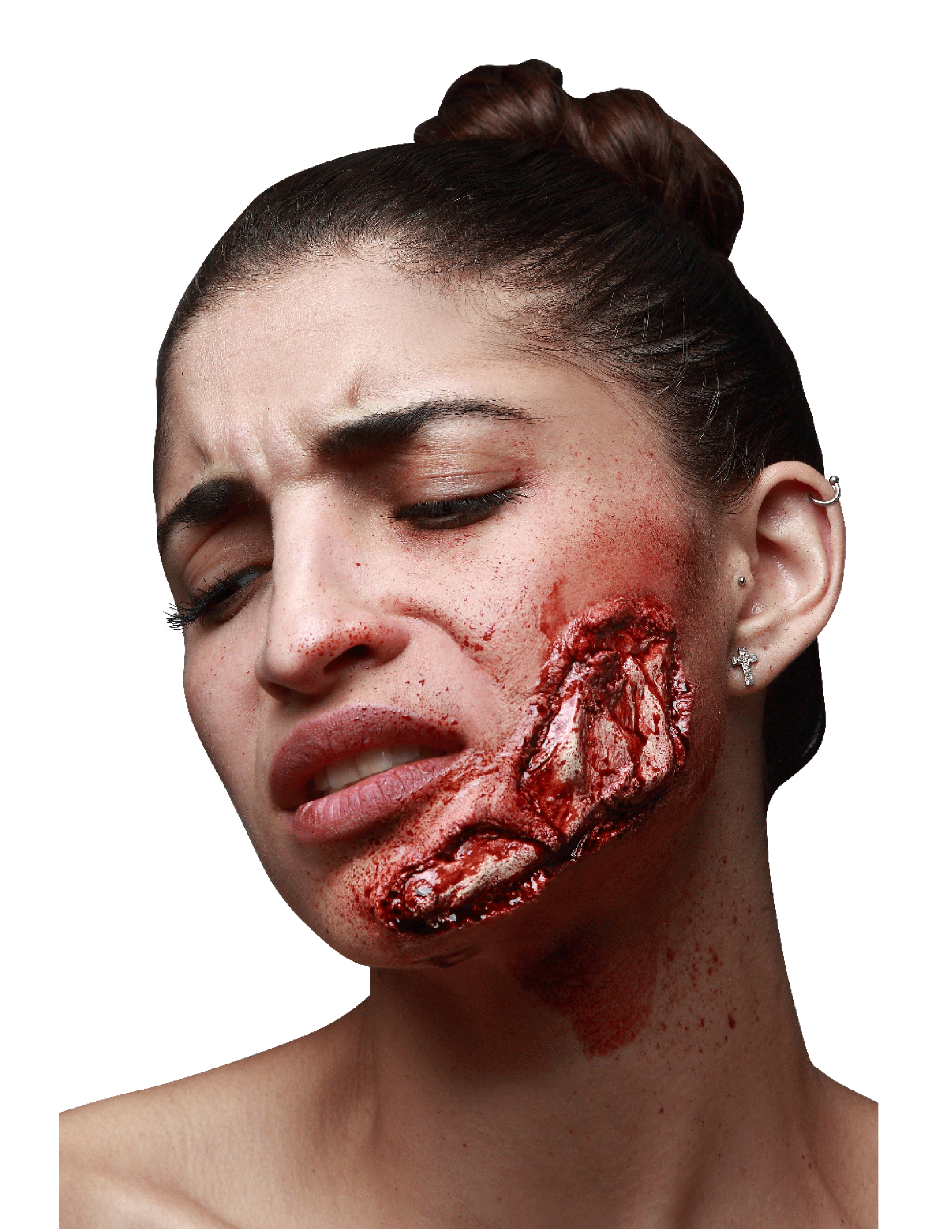 Fausse blessure mâchoire apparente adulte Halloween