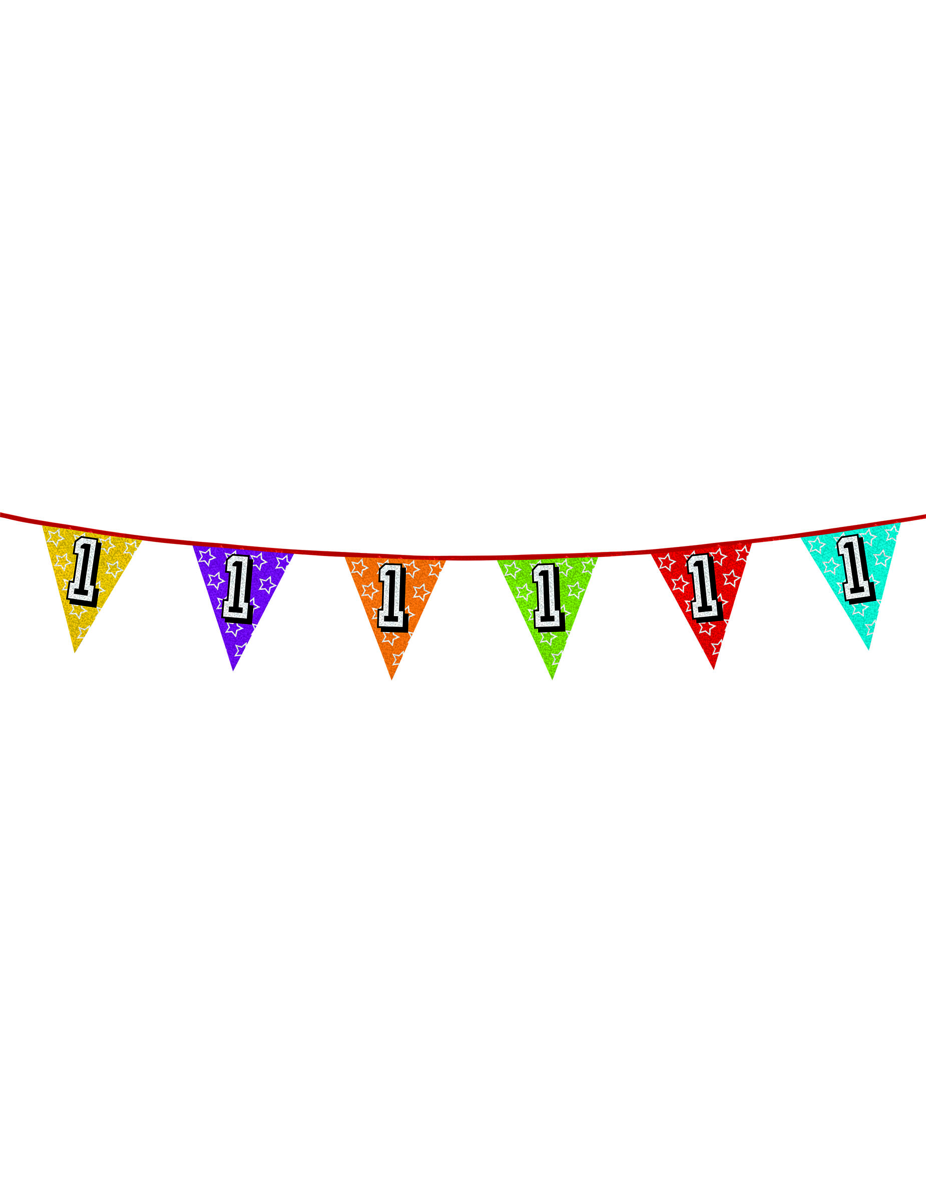 Guirlande fanions holographiques chiffre 1