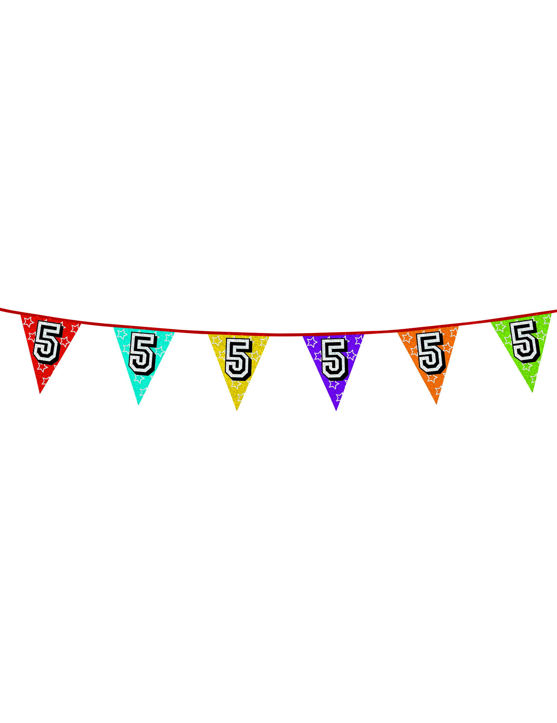 Guirlande fanions holographiques chiffre 5