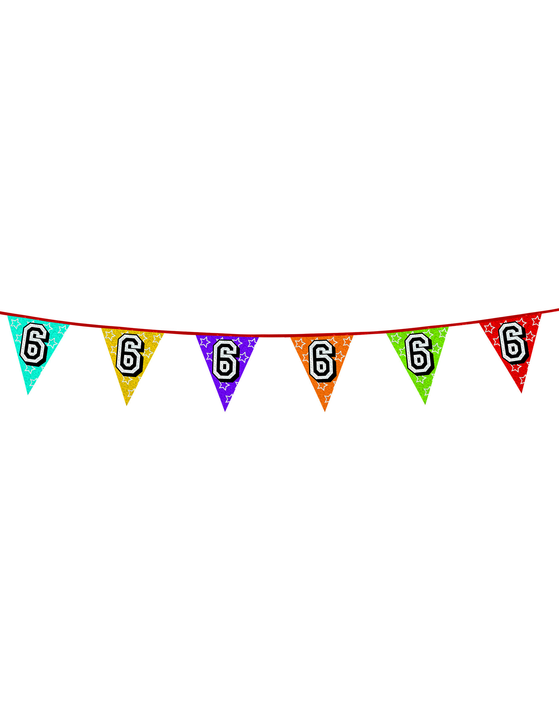 Guirlande fanions holographiques chiffre 6