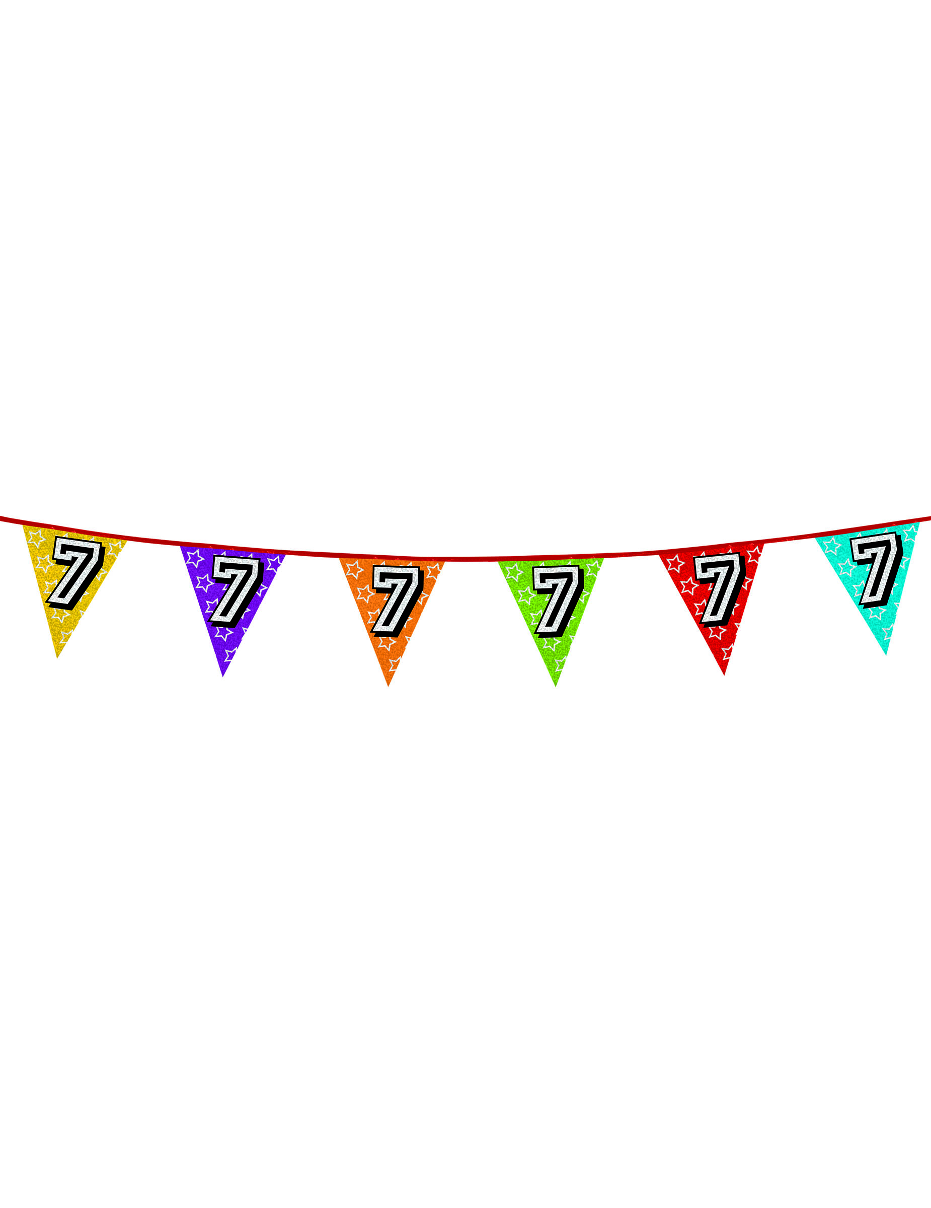 Guirlande fanions holographiques chiffre 7