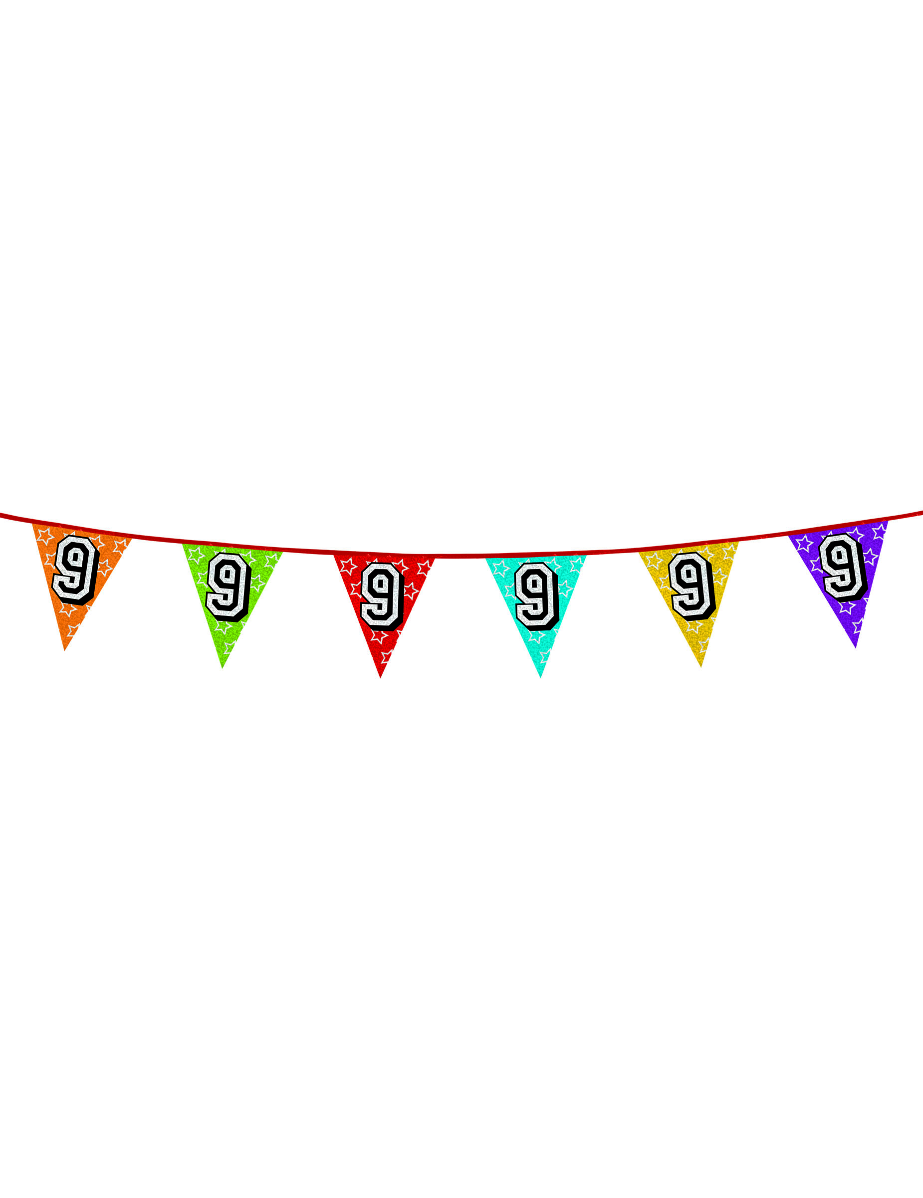 Guirlande fanions holographiques chiffre 9