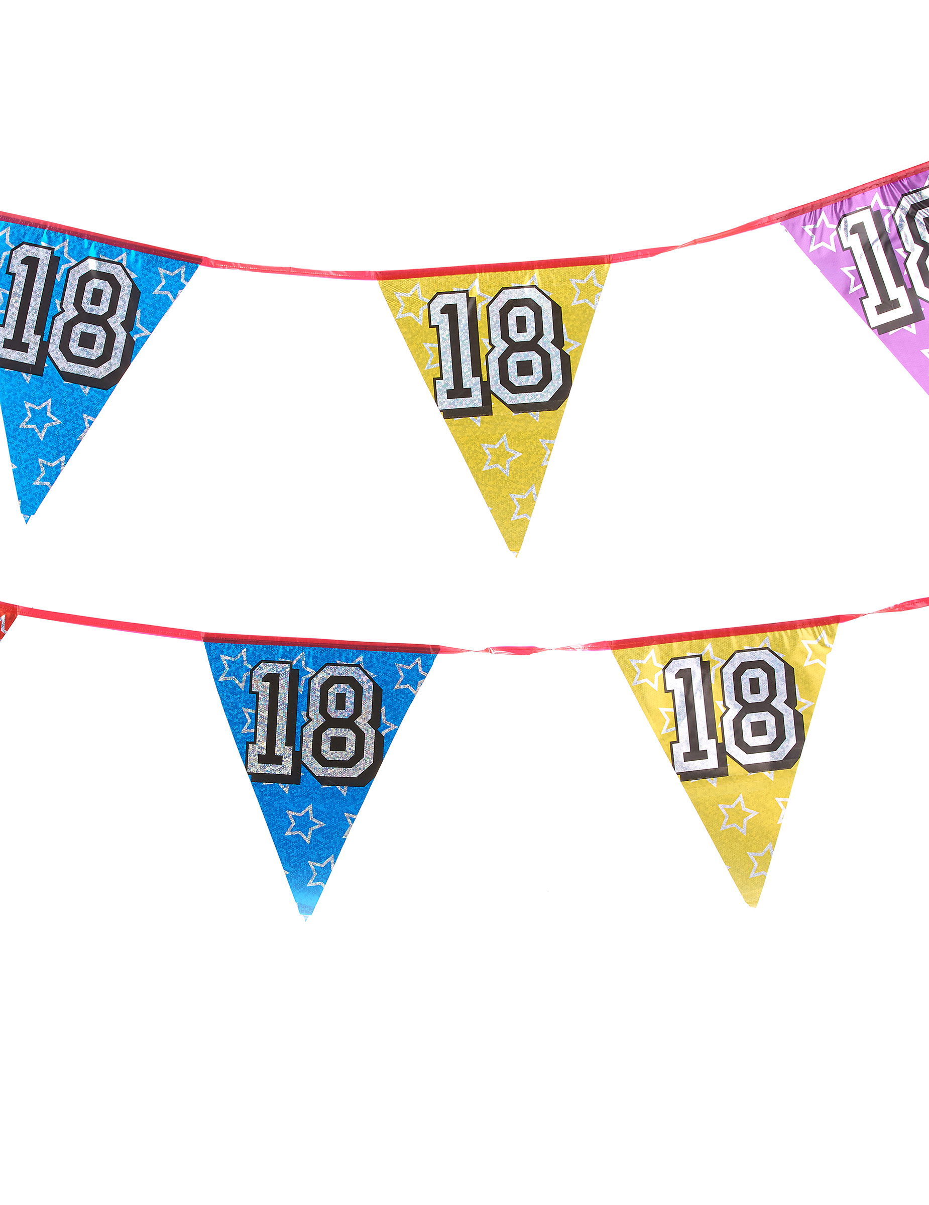 Guirlande fanions holographiques chiffre 18