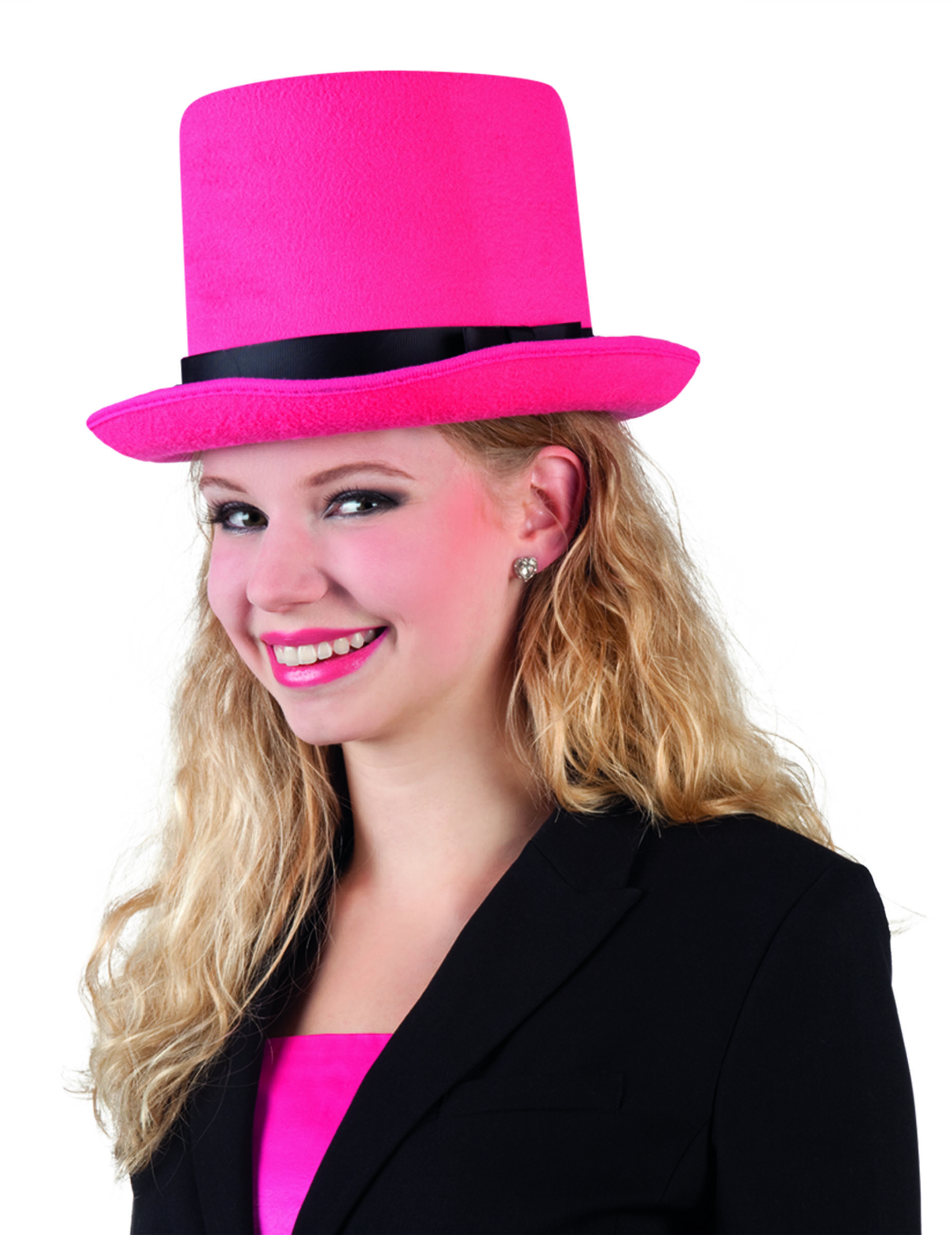 Chapeau haut de forme rose adulte