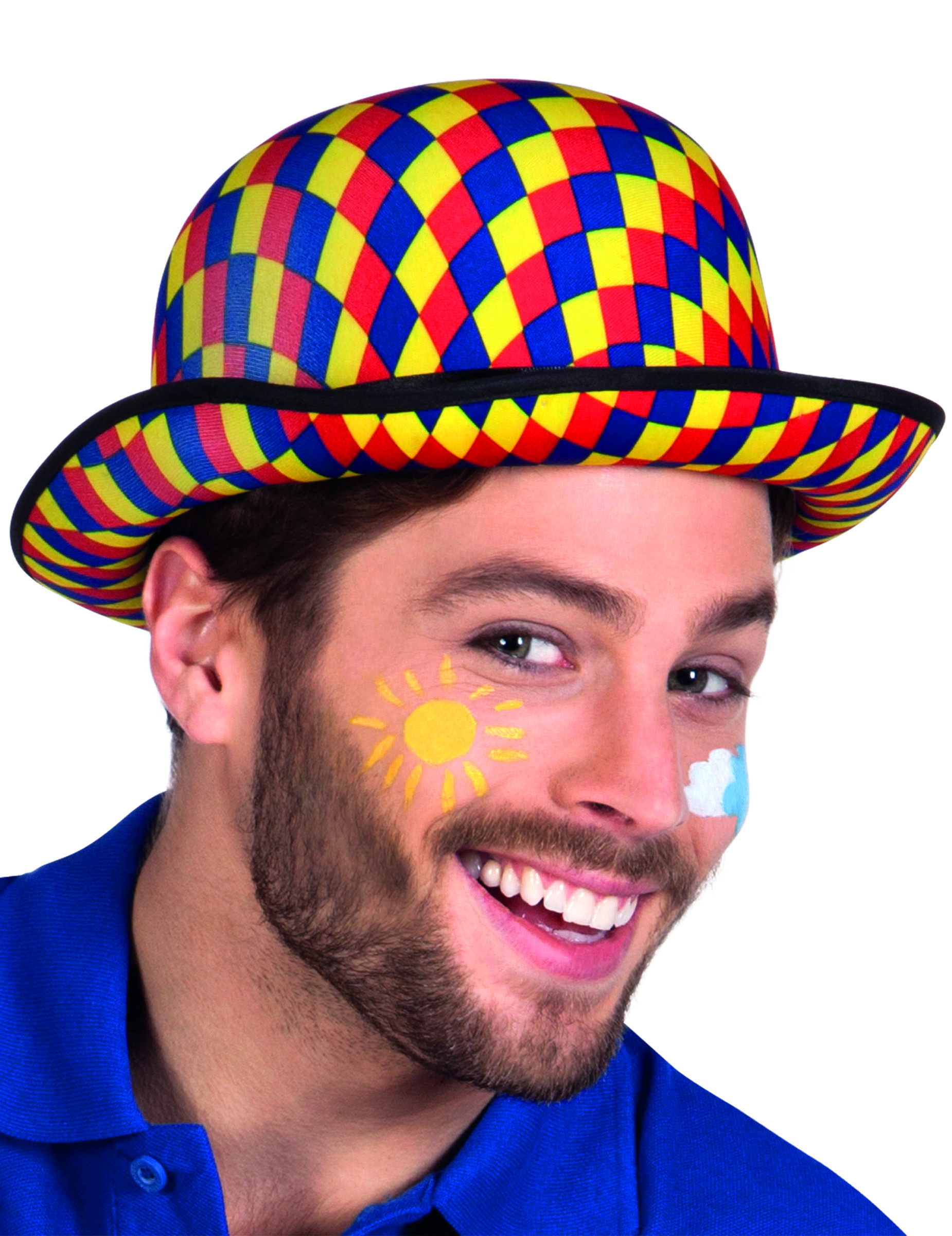 Chapeau melon multicolore clown adulte