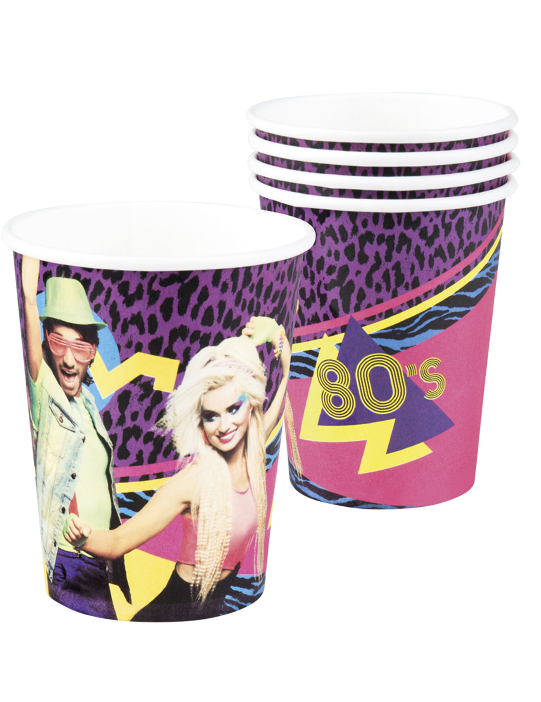 6 gobelets en carton 80's Party 25 cl