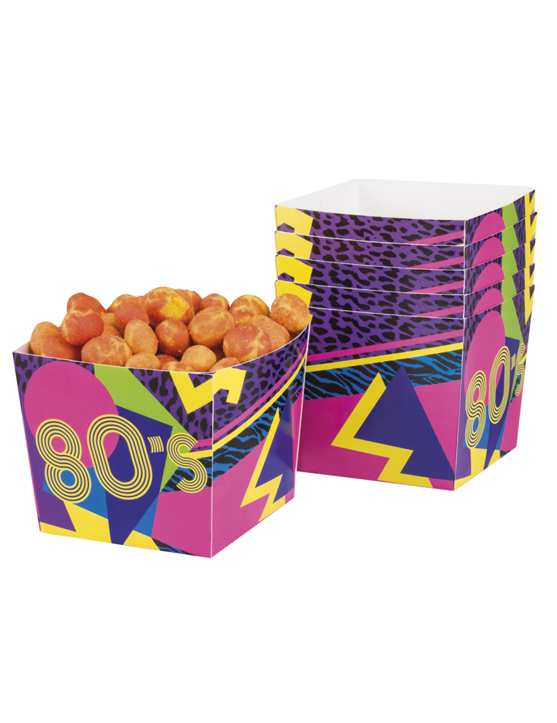 6 Pots à bonbons 80's Party 40 cl (9 x 7 cm)