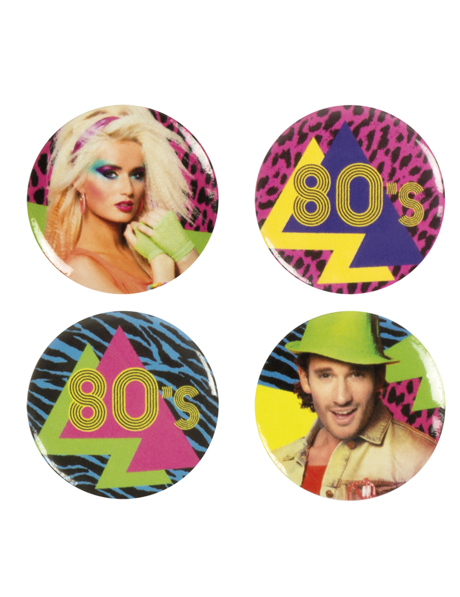 4 Pin's 80's Party 3 cm