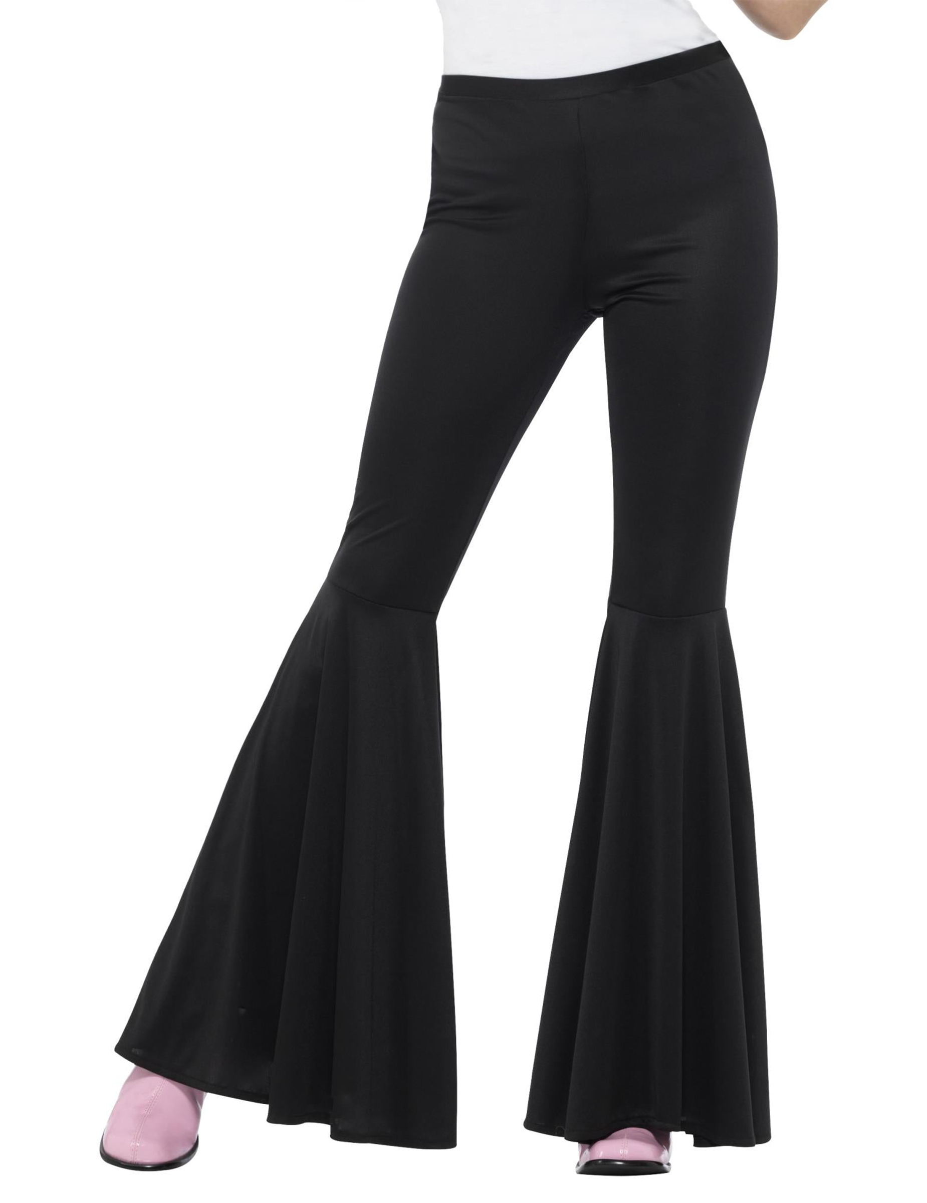 Pantalon disco noir pattes d'élephant femme