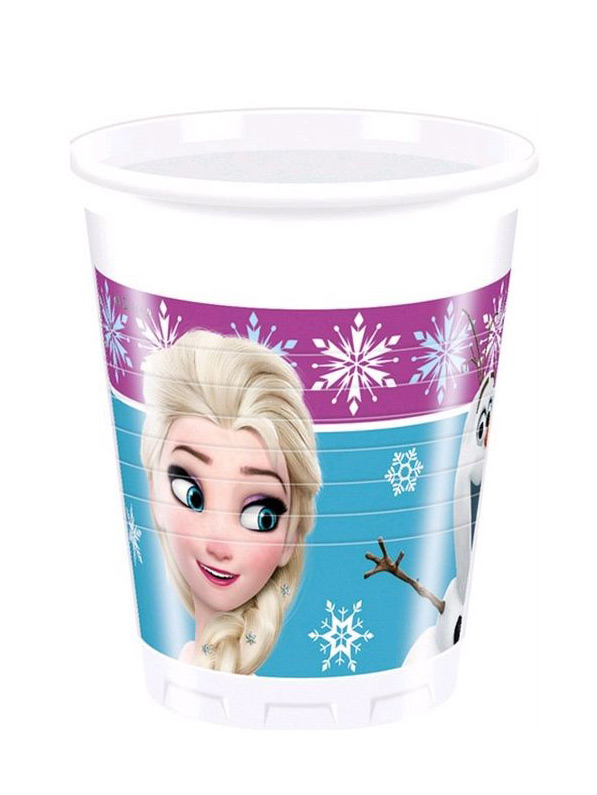 8 Gobelets en plastique La Reine des Neiges Flocons 200ml