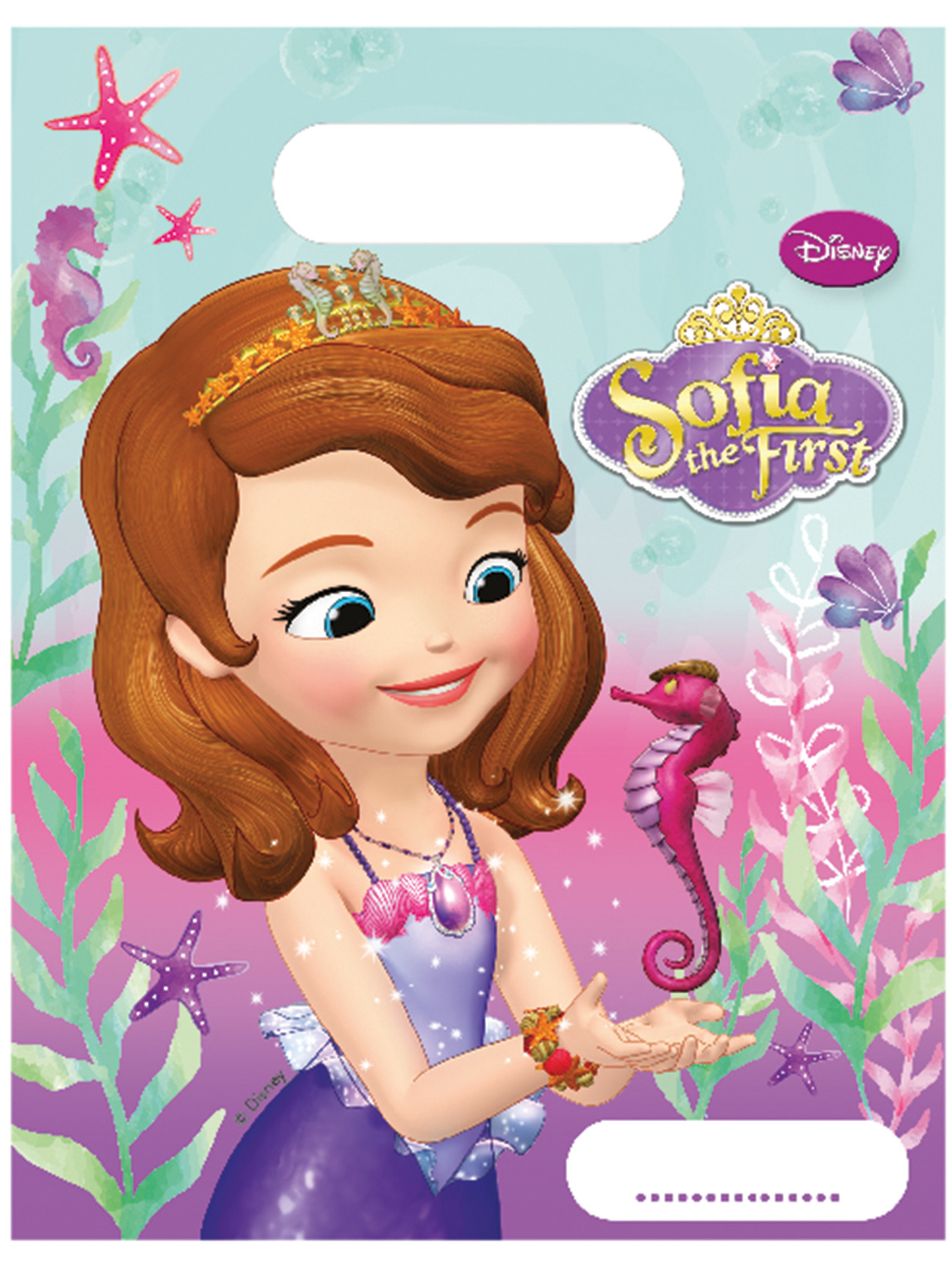 6 Sacs de fête en plastique Princesse Sofia