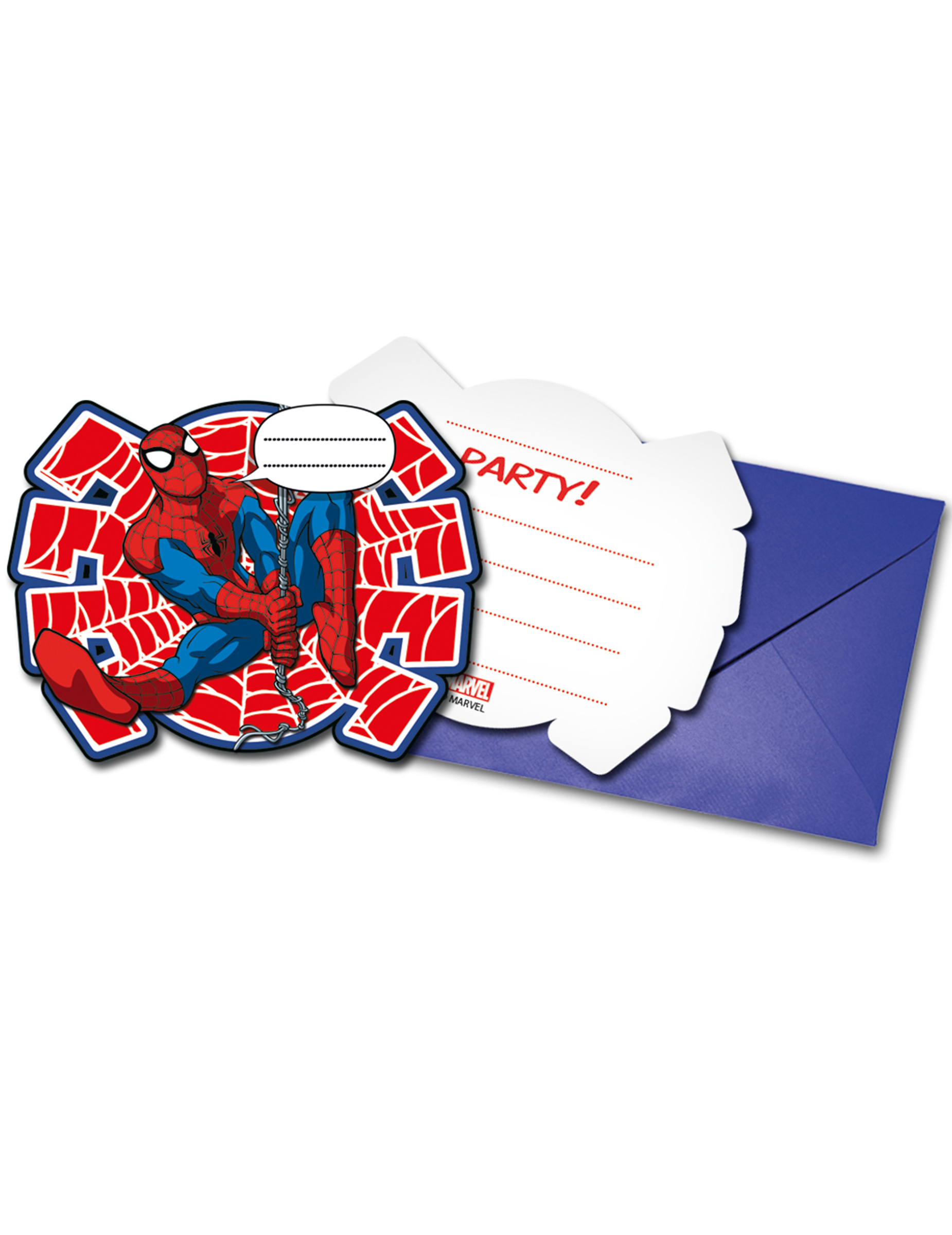 6 Cartes d'invitation + enveloppes Ultimate Spiderman Power
