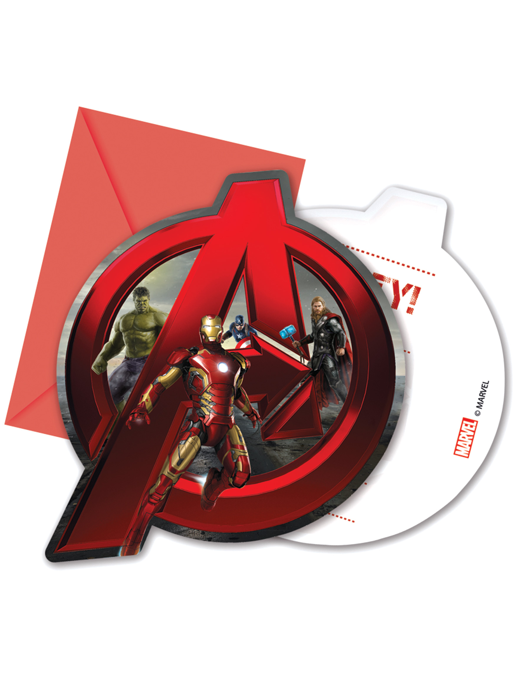6 Cartes d'invitation + enveloppes Avengers L'ère d'Ultron