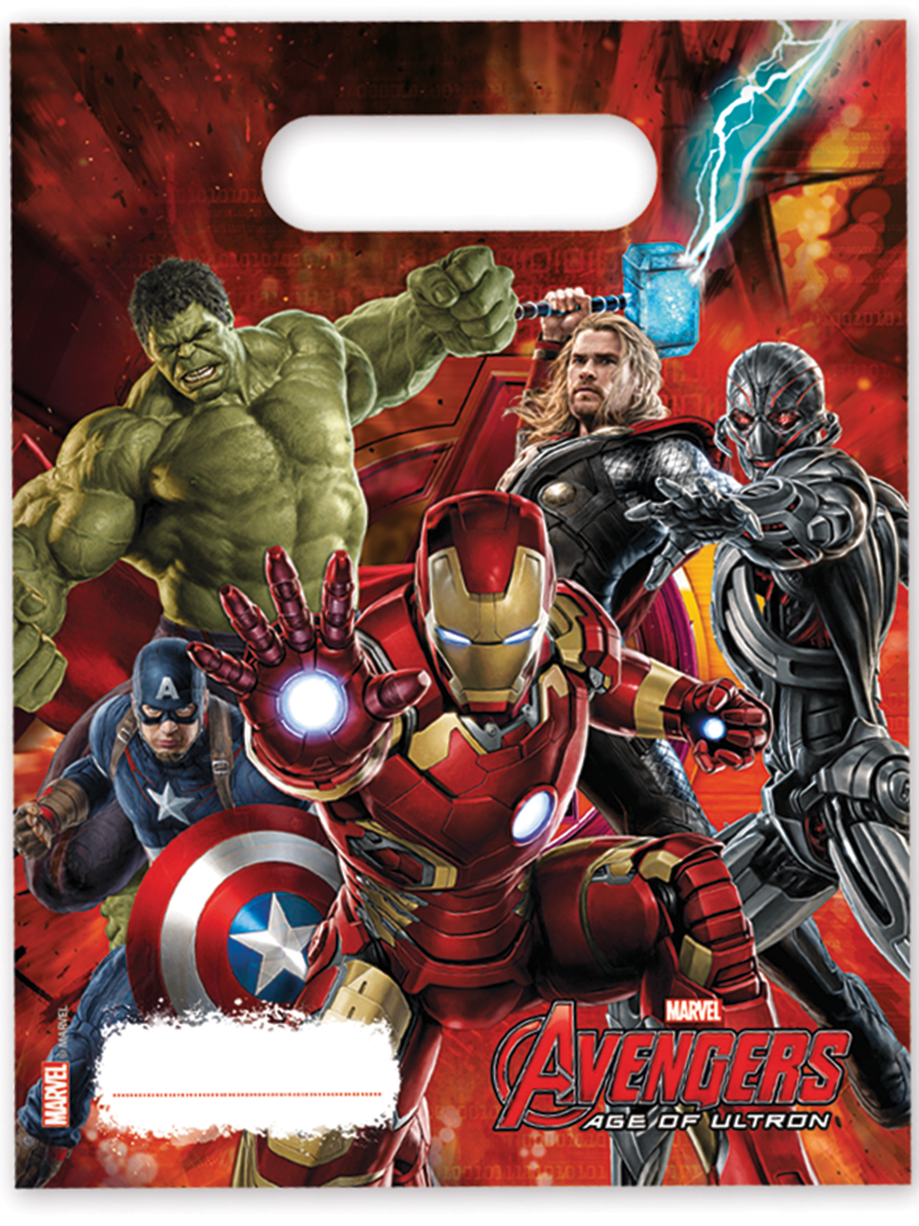 6 Sacs cadeaux Avengers l'Ère d'Ultron 23 x 16,5 cm