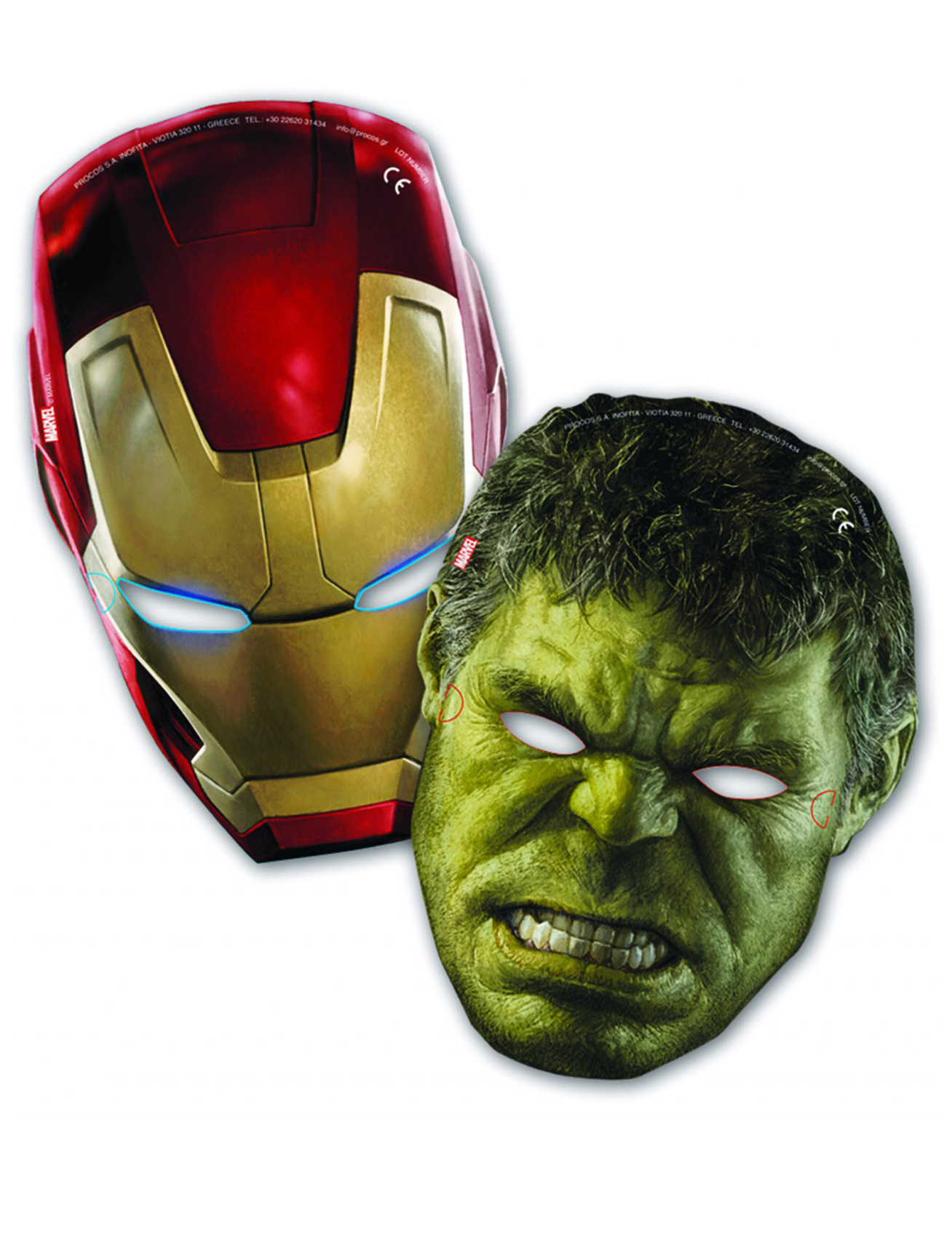 6 Masques Hulk et Iron Man Avengers l'Ère d'Ultron