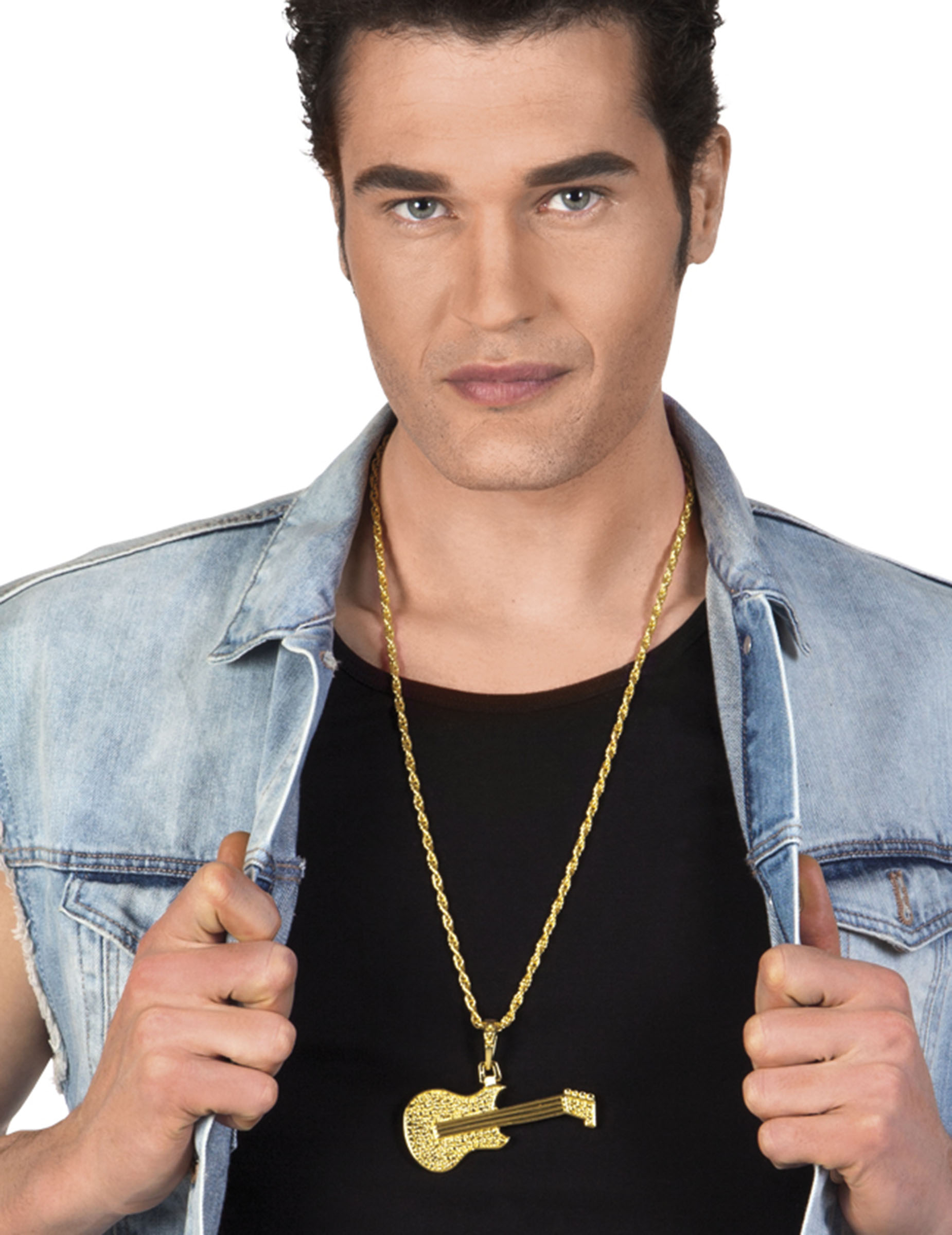 Collier guitare doré adulte