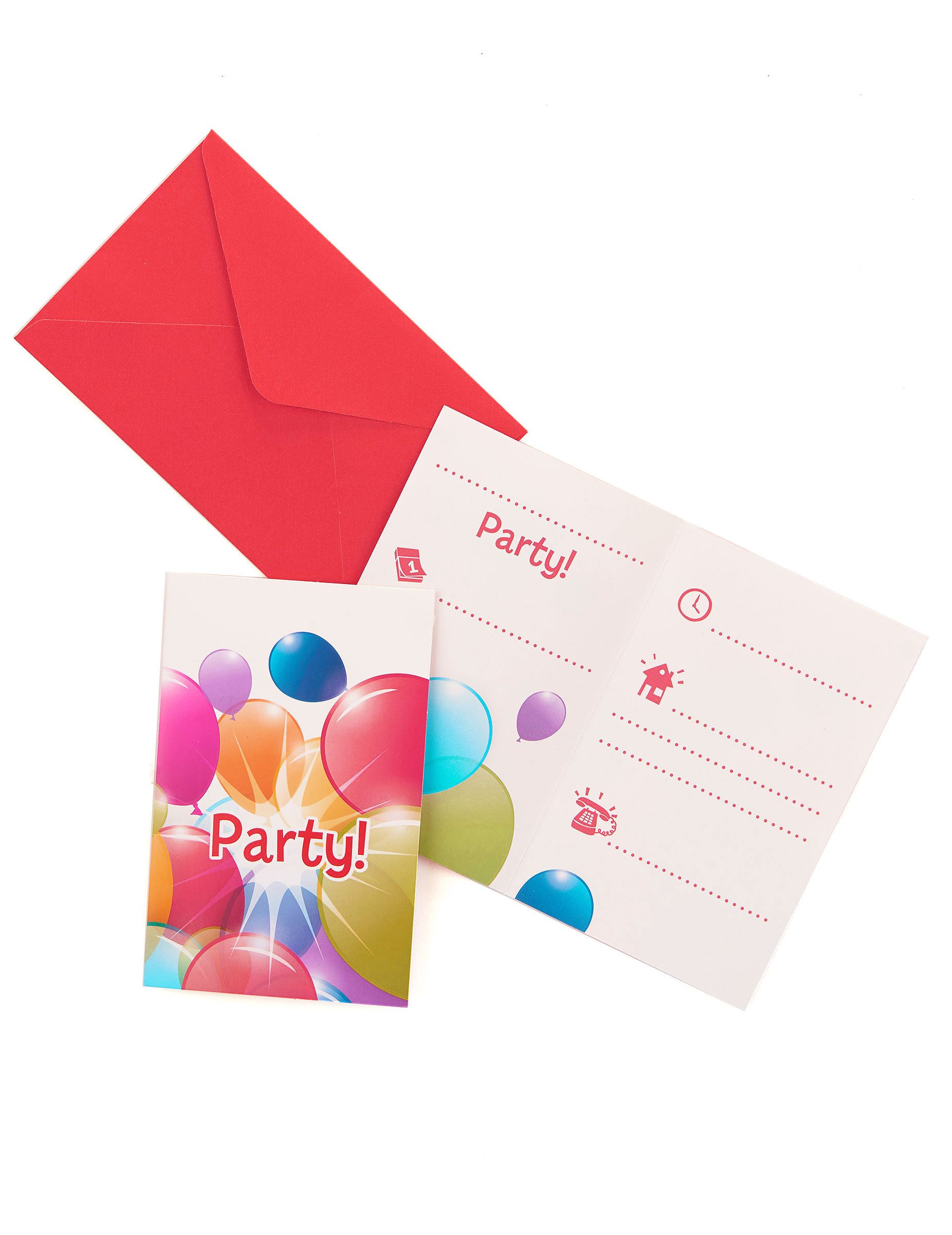 6 Cartes d'invitation ballons volants