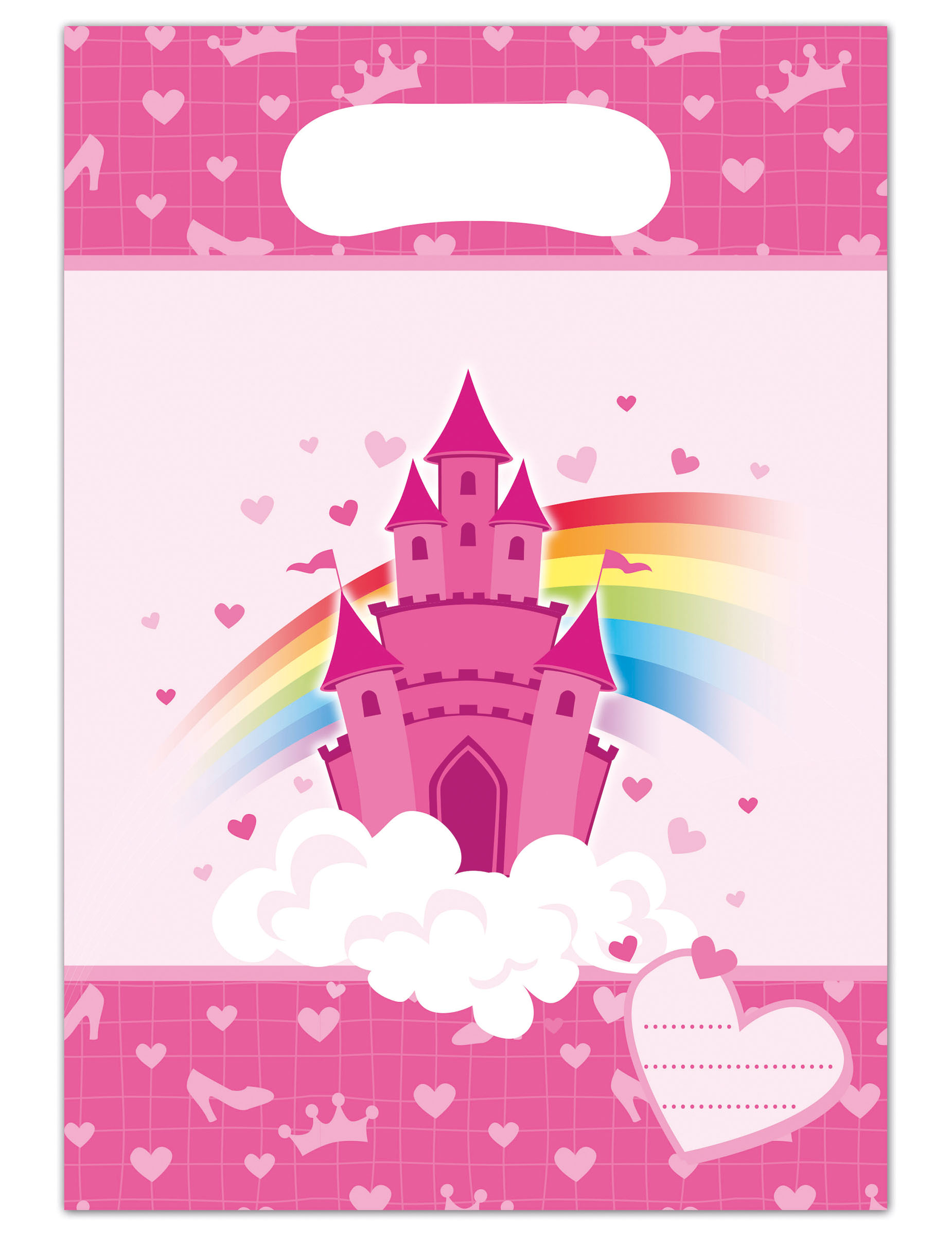 6 Sacs cadeaux château plastique