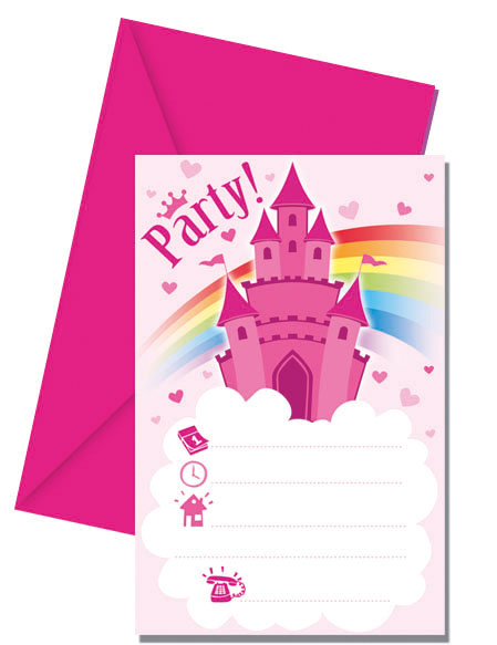 6 Cartes d'invitation + enveloppes Château