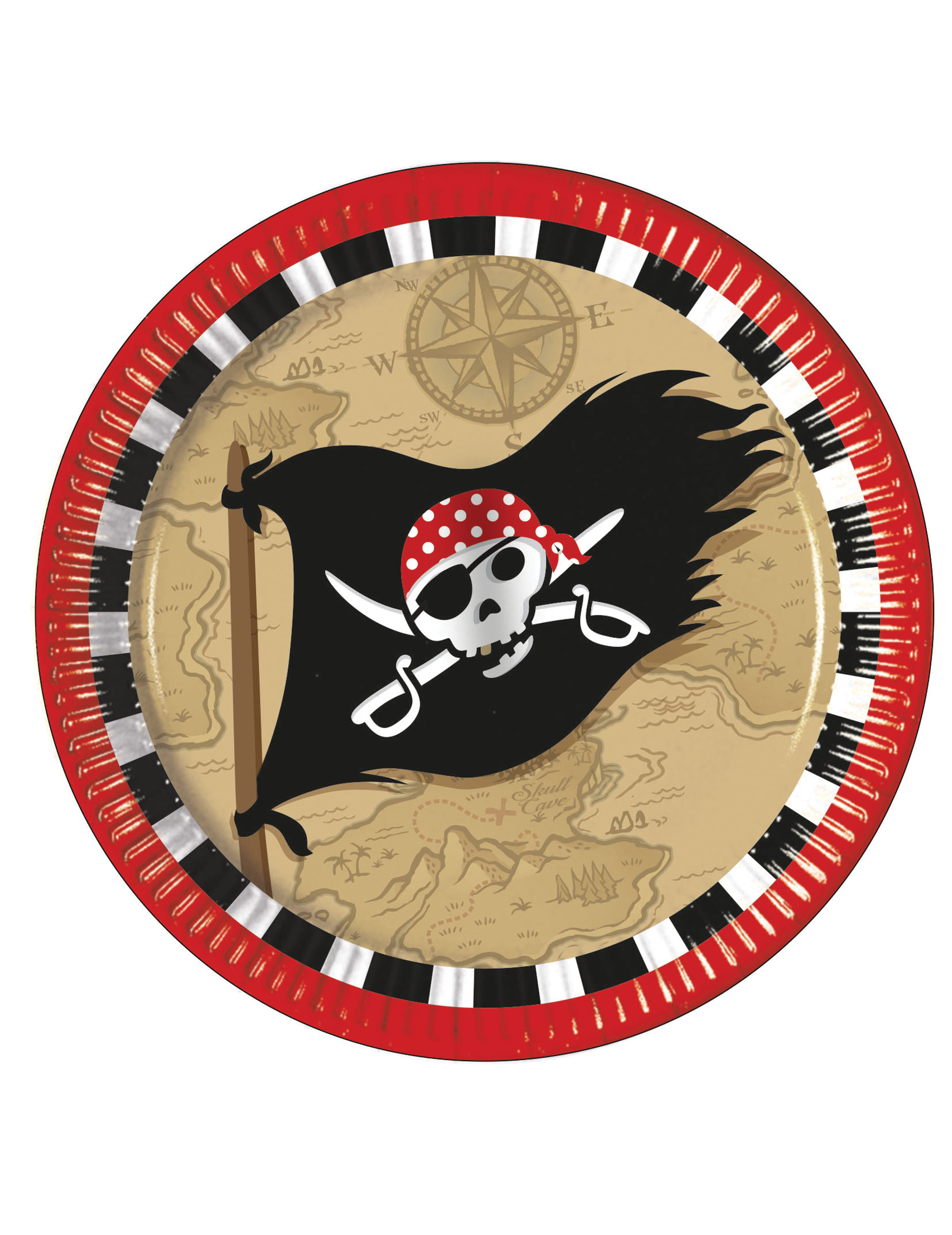 8 Assiettes en carton Carte au trésor Pirate