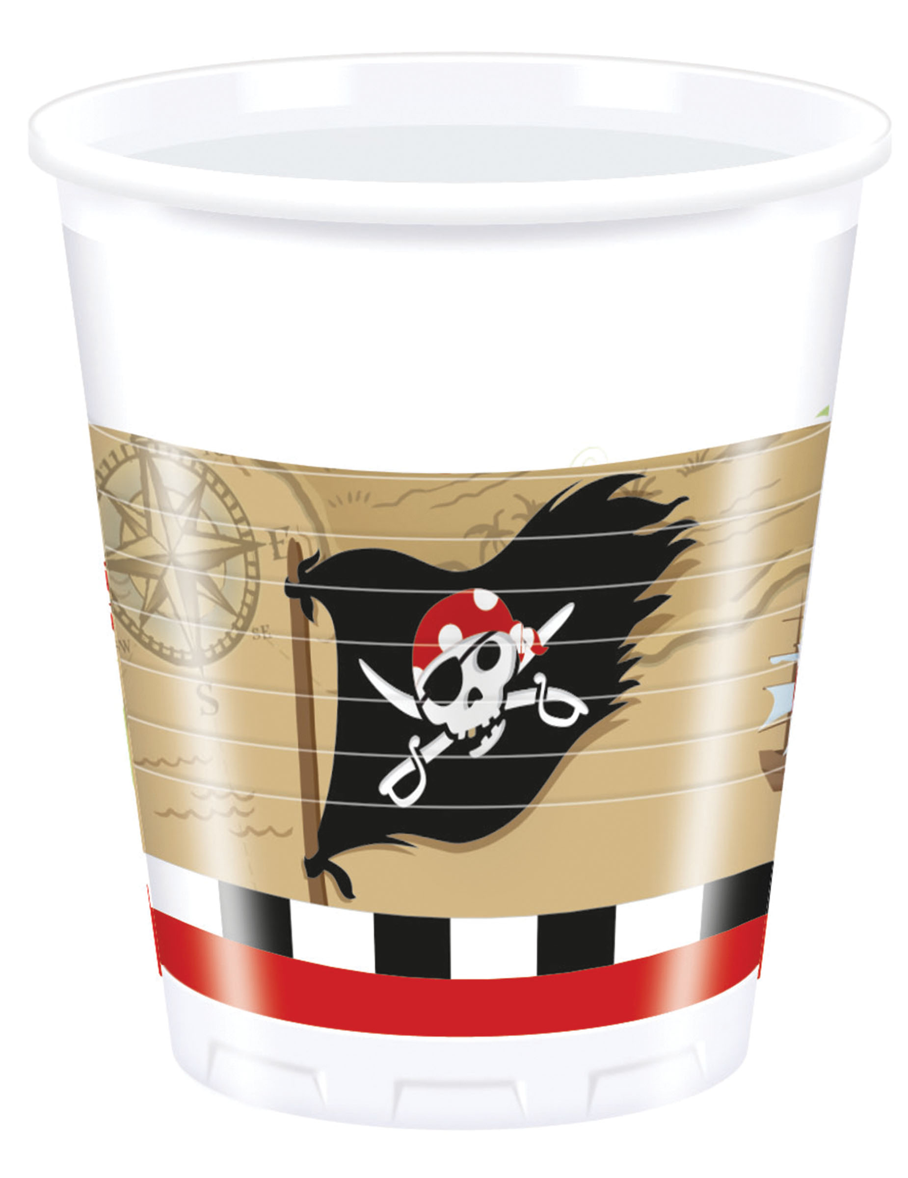 8 Gobelets en plastique Carte au trésor Pirate