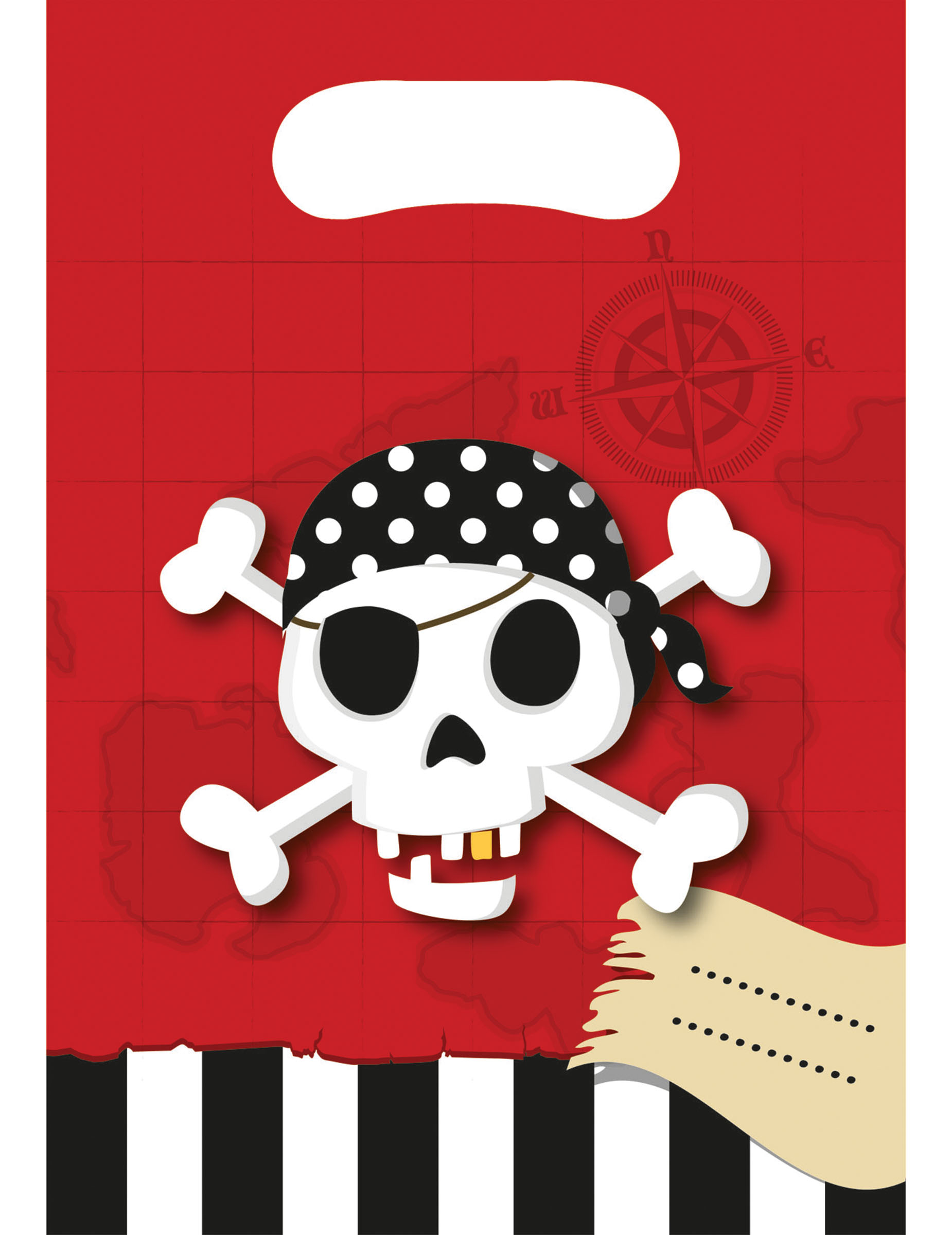 6 Sacs cadeaux Carte au trésor Pirate 16.5 x 23 cm