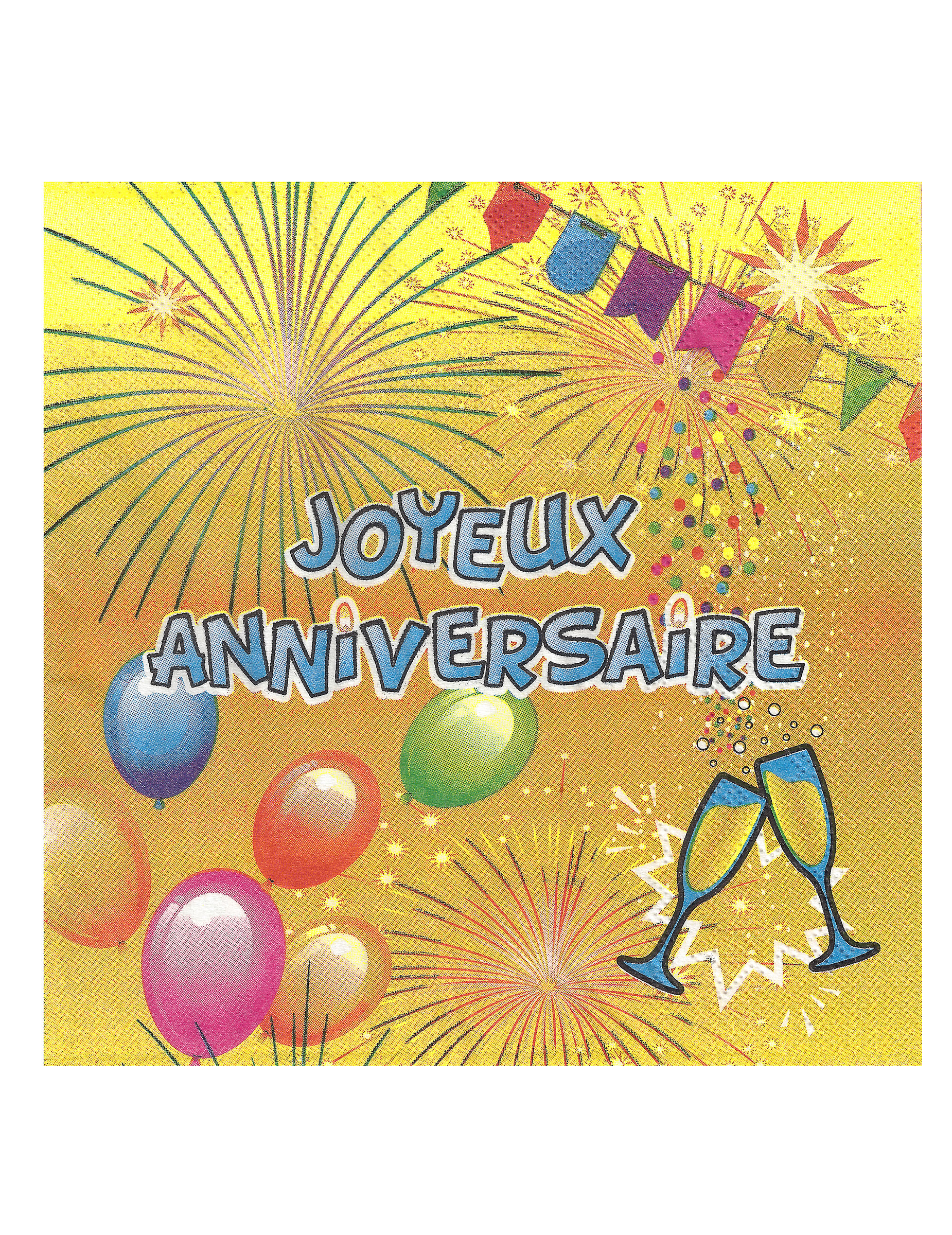 20 Serviettes en papier Joyeux Anniversaire Fiesta 33 x 33 cm