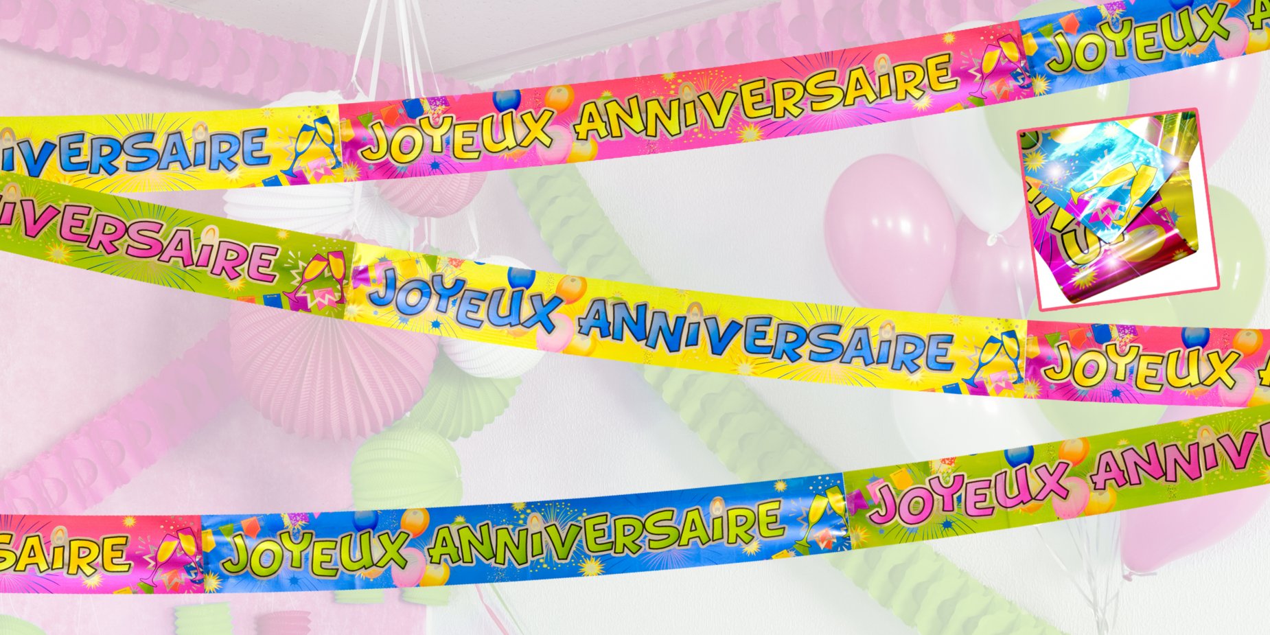 Bannière métallisée Anniversaire Fiesta 3,60 m