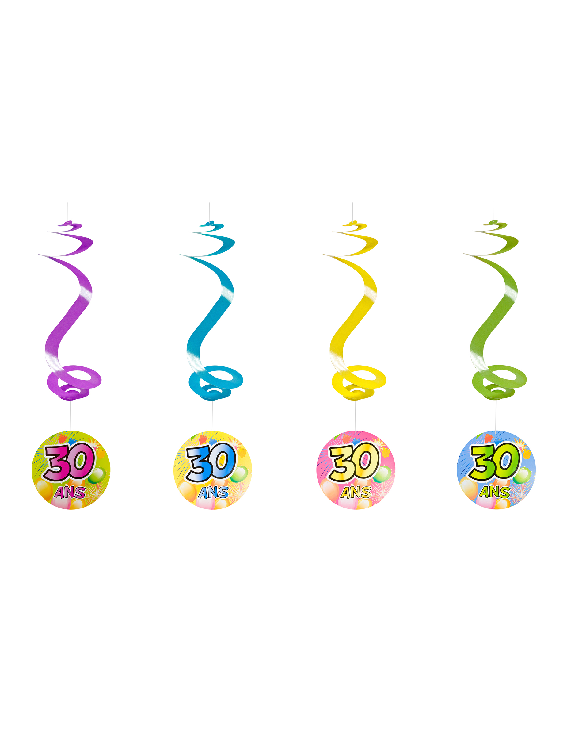 4 Suspensions spirales Fiesta 30 ans 60 cm
