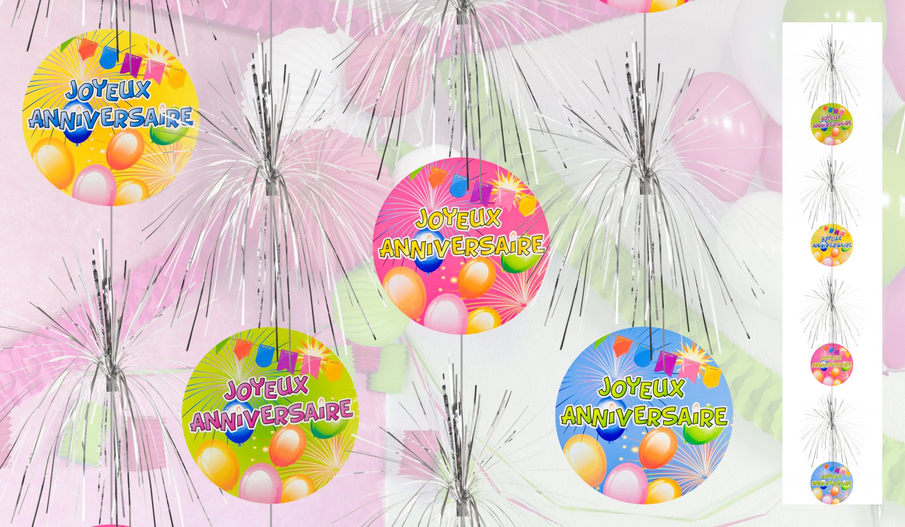 4 Suspensions cascades Anniversaire Fiesta 180 cm
