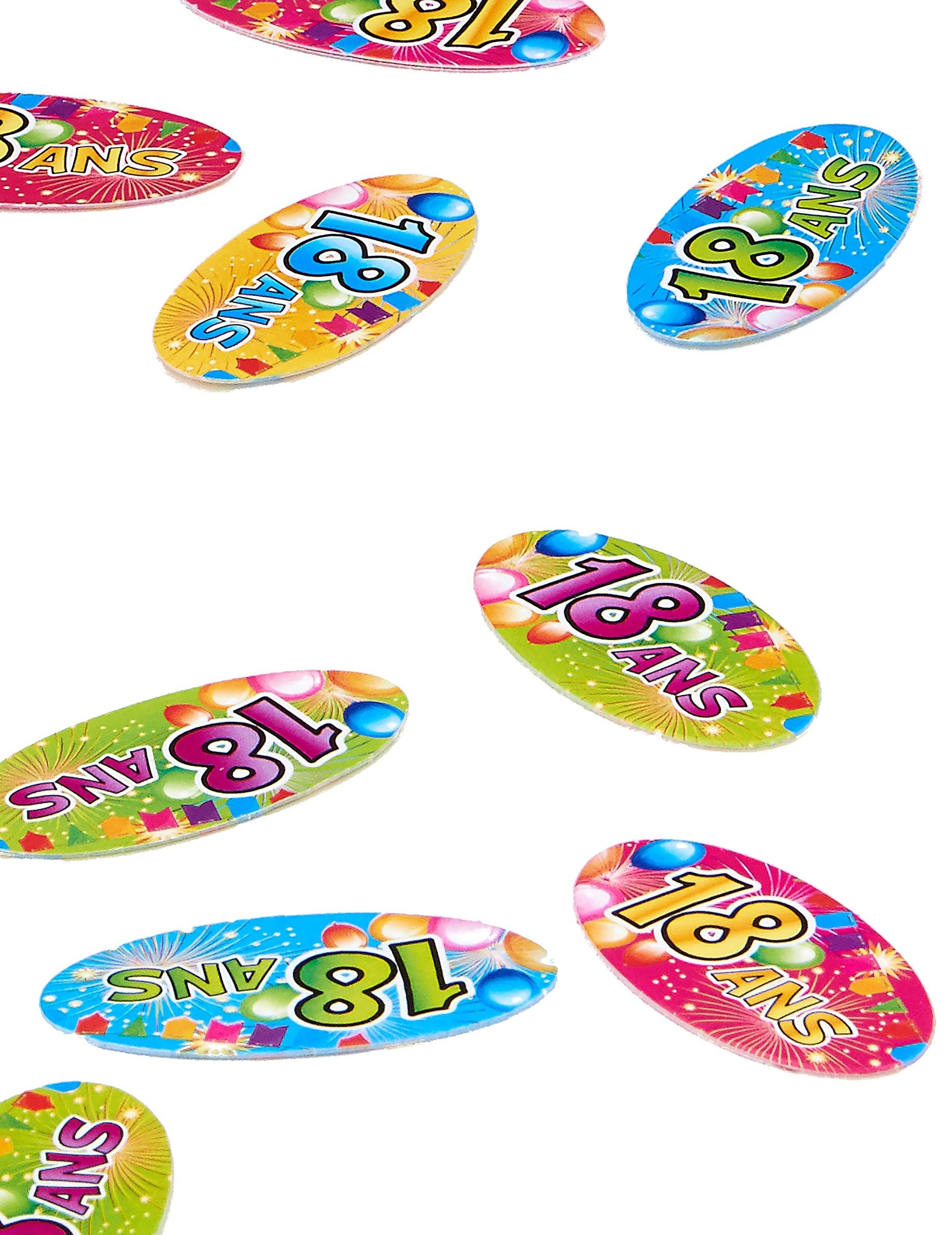 80 Confettis de table papier 18 ans Fiesta 4 x 2 cm