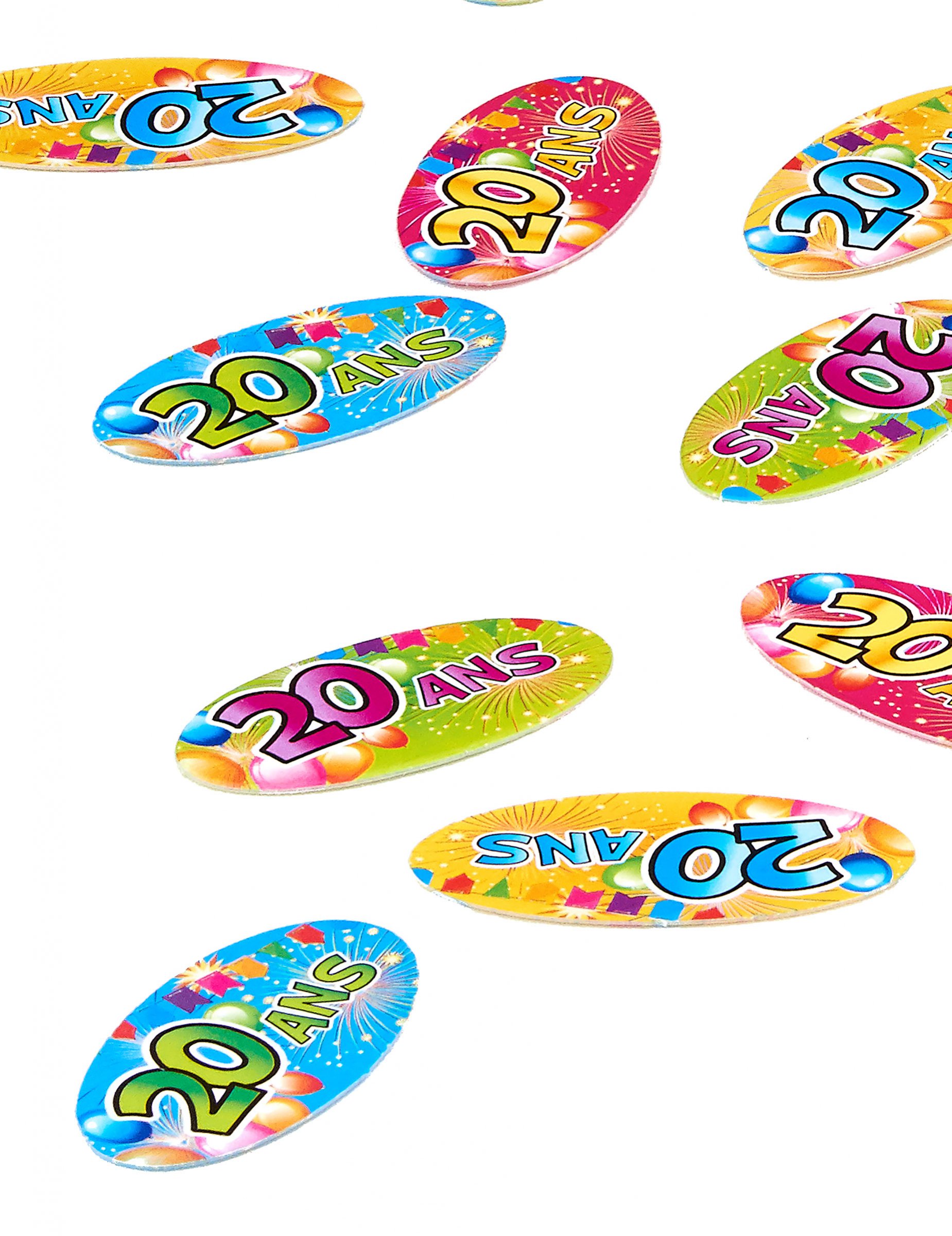 80 Confettis de table papier 20 ans Fiesta 4 x 2 cm
