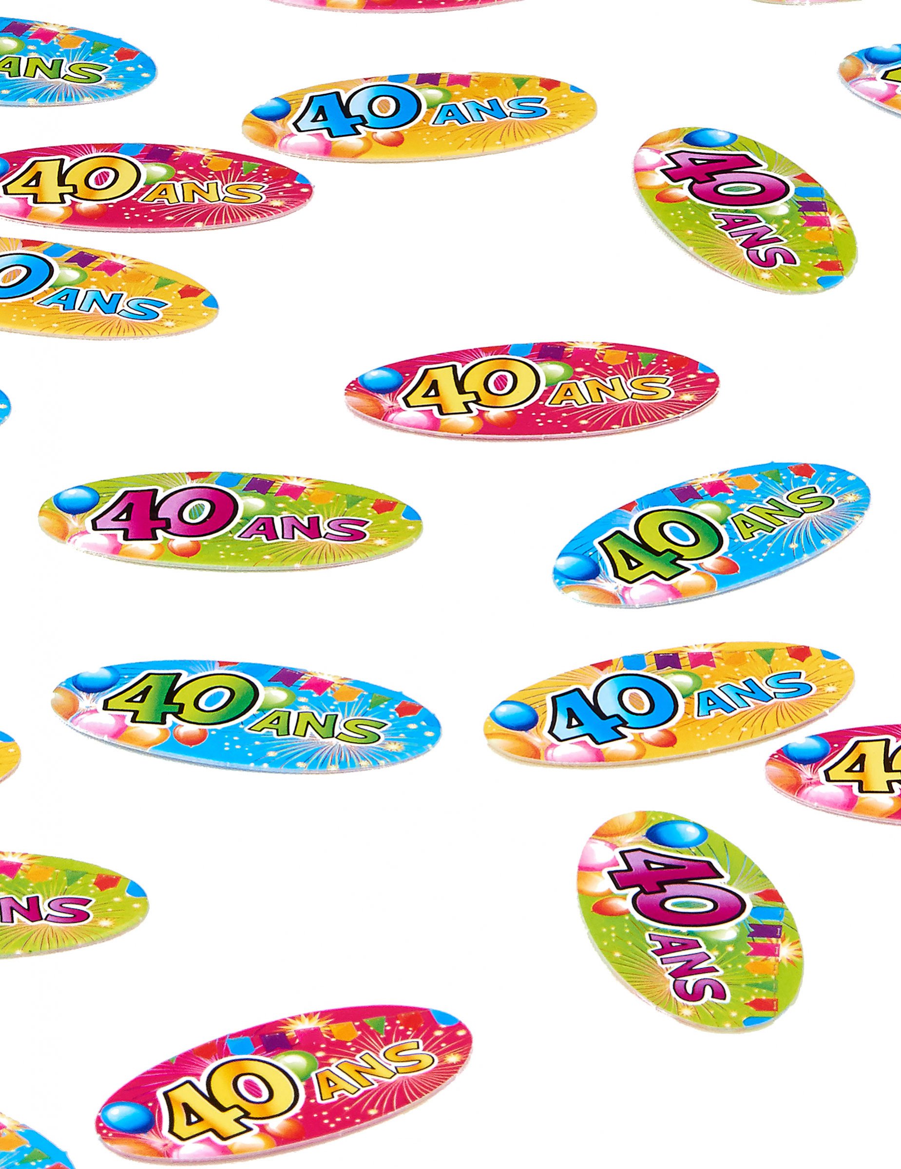 80 Confettis de table papier 40 ans Fiesta 4 x 2 cm