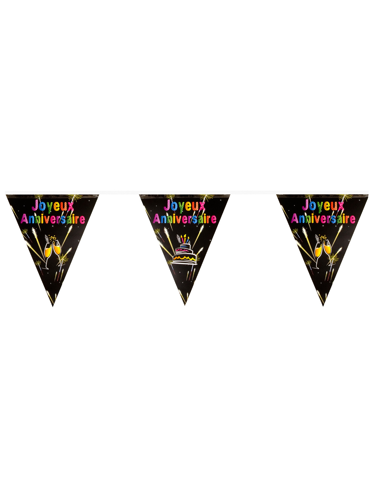 Guirlande 20 fanions en plastique Anniversaire feux d'artifice 7 m