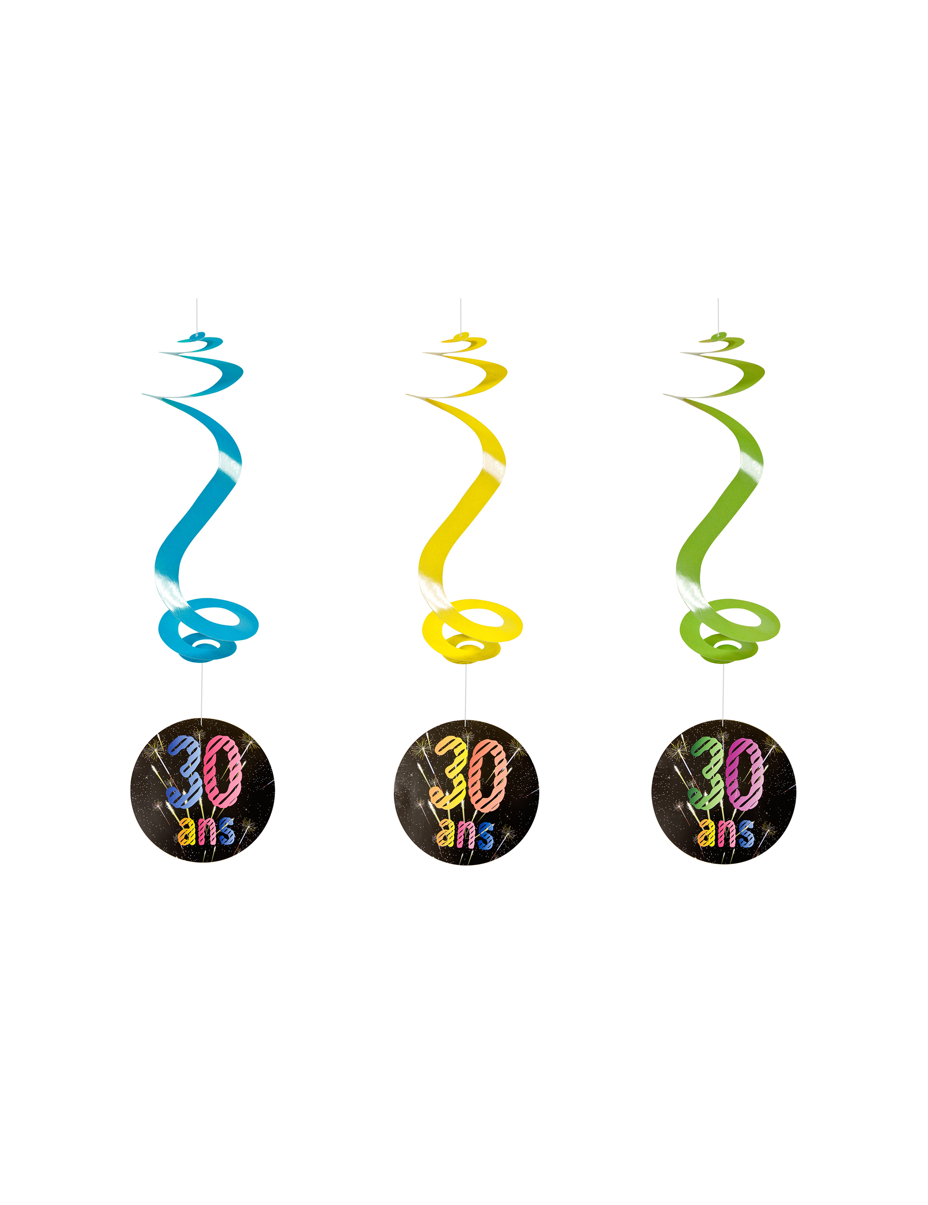 4 Suspensions spirales 30 ans feux d'artifice 60 cm