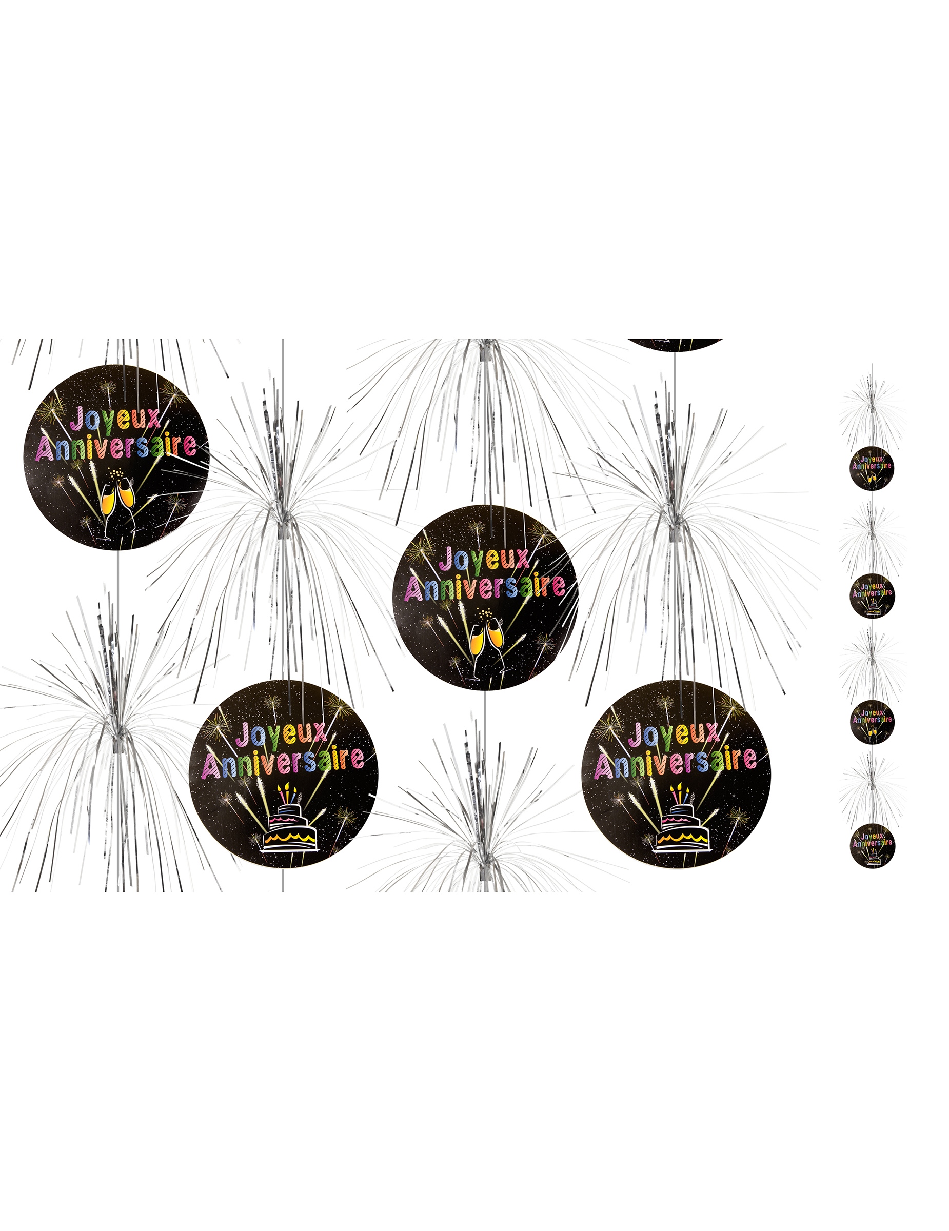 Suspensions cascade Joyeux anniversaire Feux d'artifice 180 cm