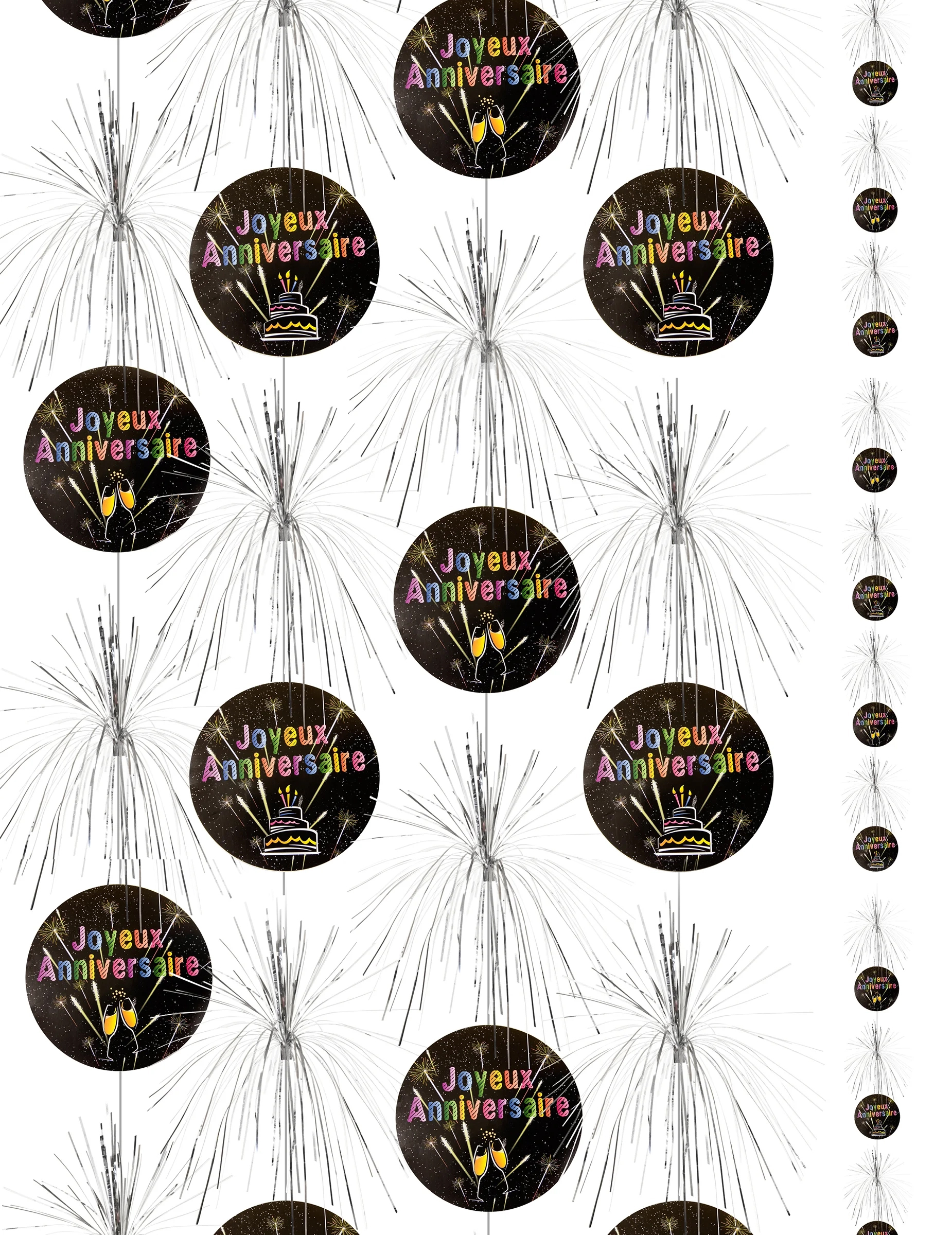 Suspensions cascade Joyeux anniversaire Feux d'artifice 180 cm
