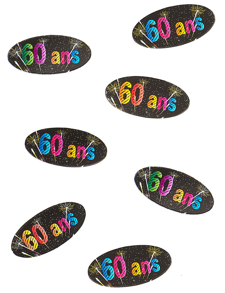 80 Confettis de table en papier 60 ans feux d'artifice 4 x 2 cm