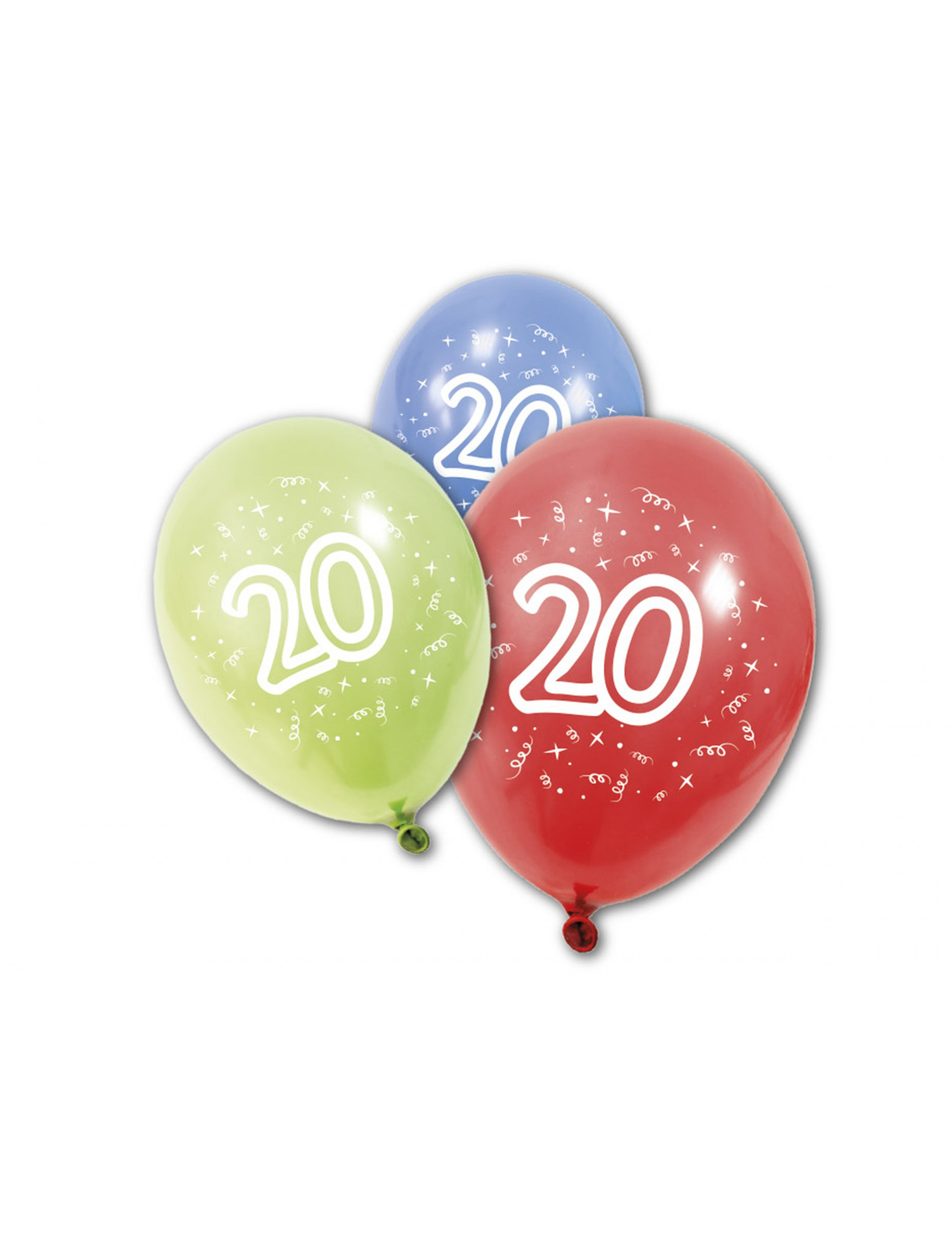 8 Ballons en latex anniversaire 20 ans 30 cm