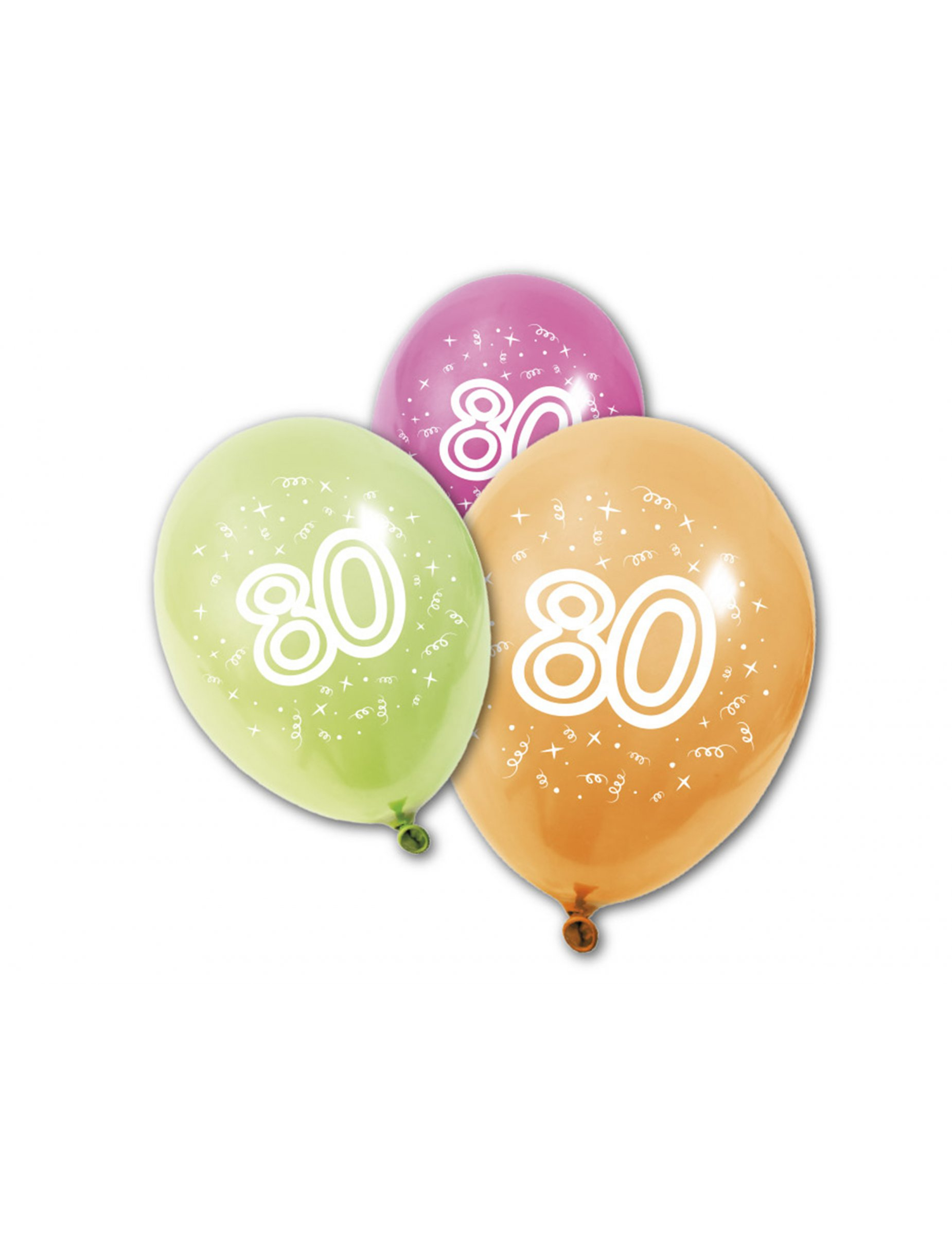 8 Ballons en latex anniversaire 80 ans 30 cm