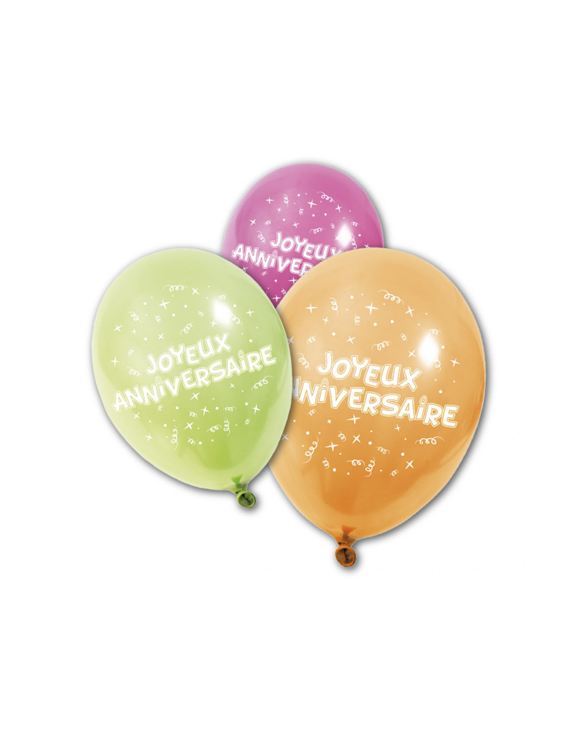 8 Ballons en latex Joyeux anniversaire 25 cm