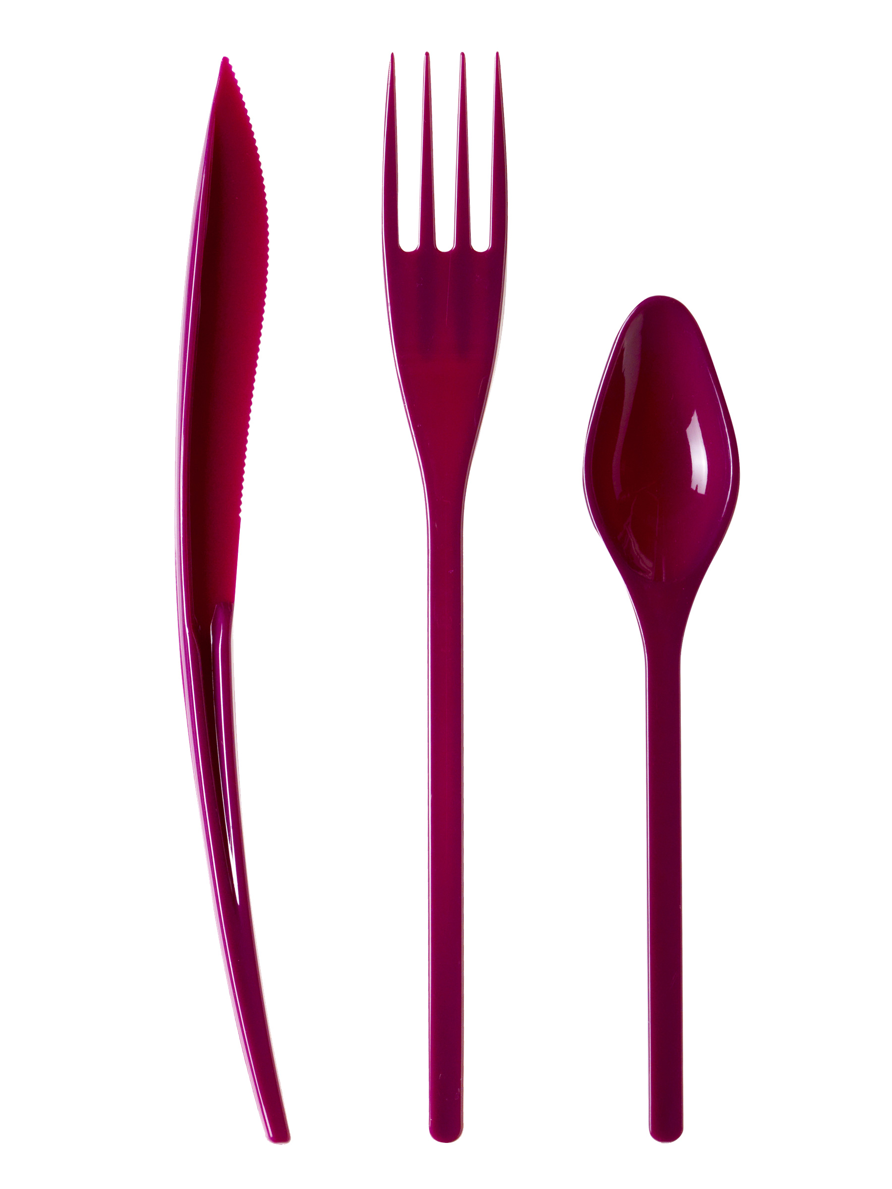 30 Couverts en plastique aubergine - Premium
