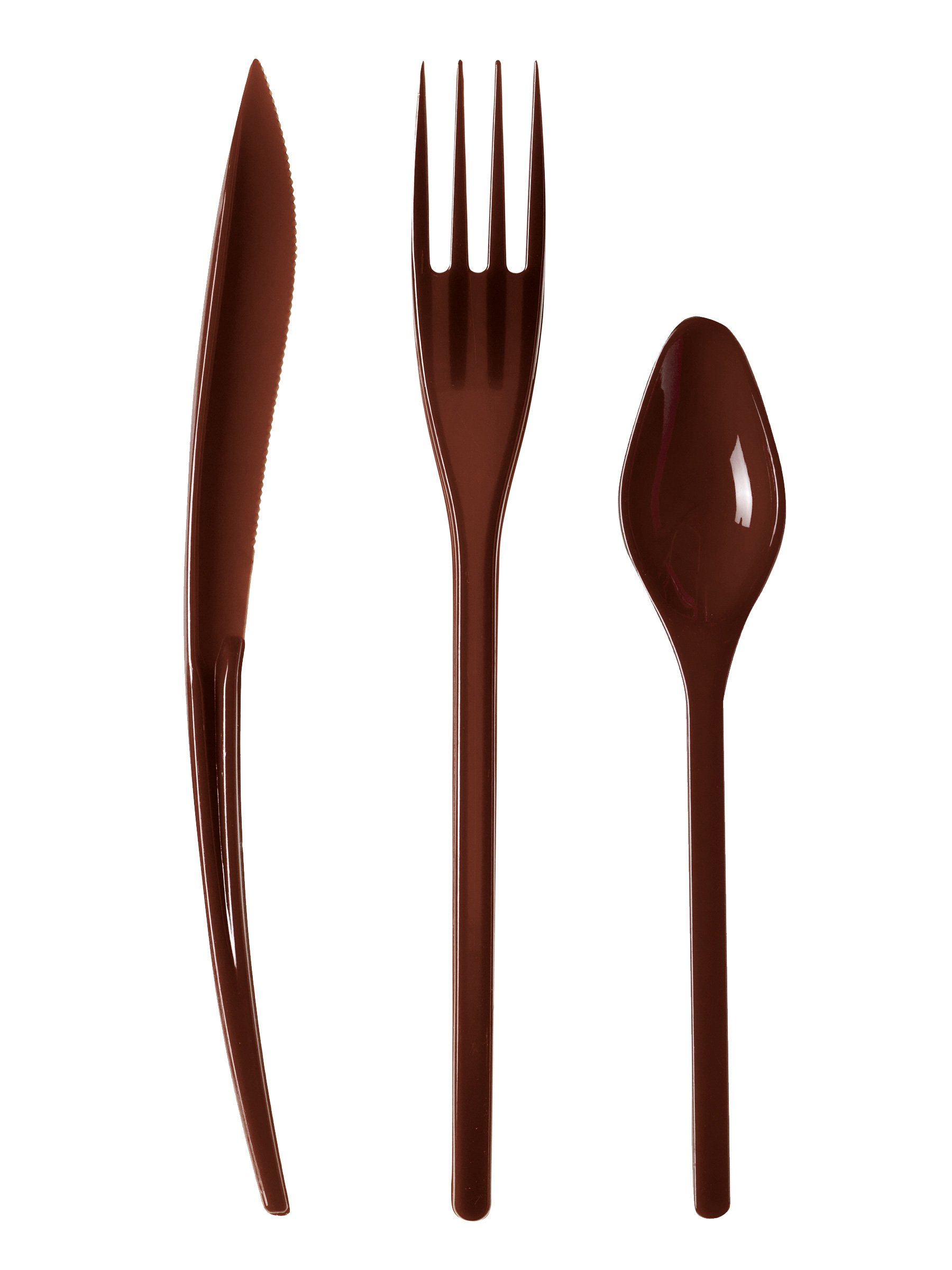30 Couverts en plastique chocolat - Premium