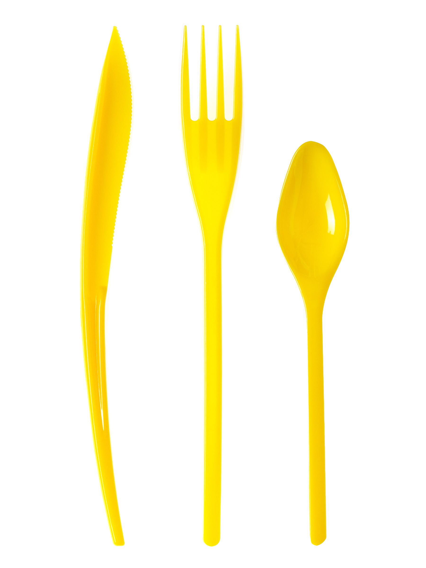 30 Couverts en plastique jaune - Premium