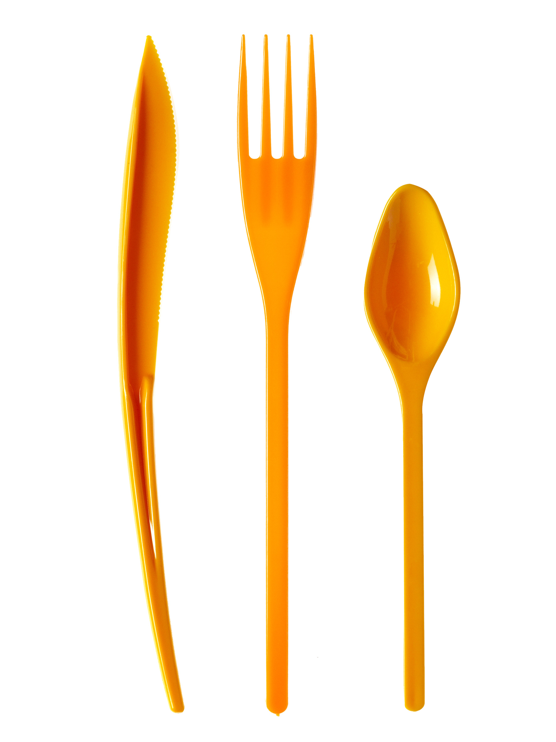 30 Couverts en plastique orange - Premium