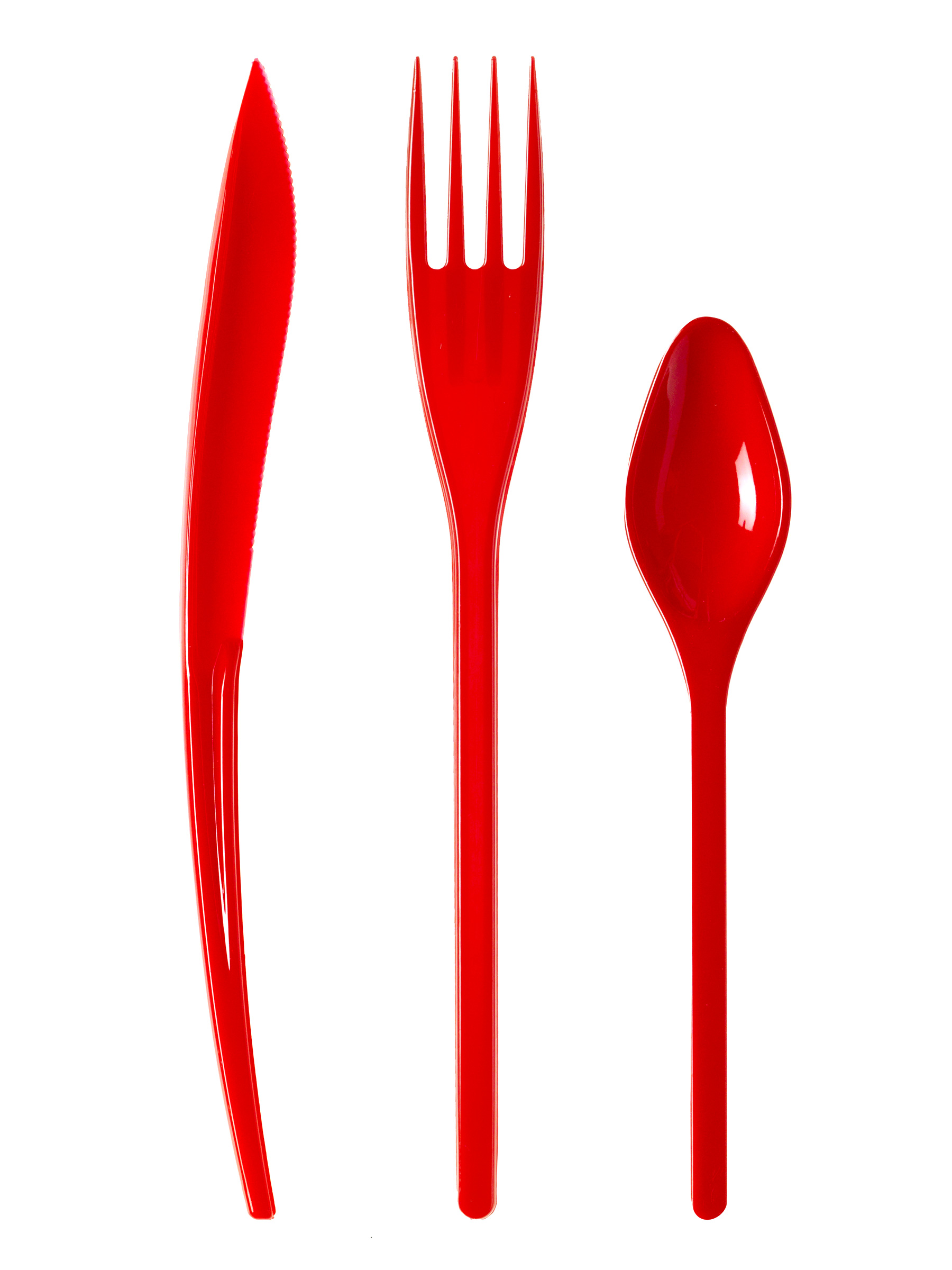 30 Couverts en plastique rouge - Premium