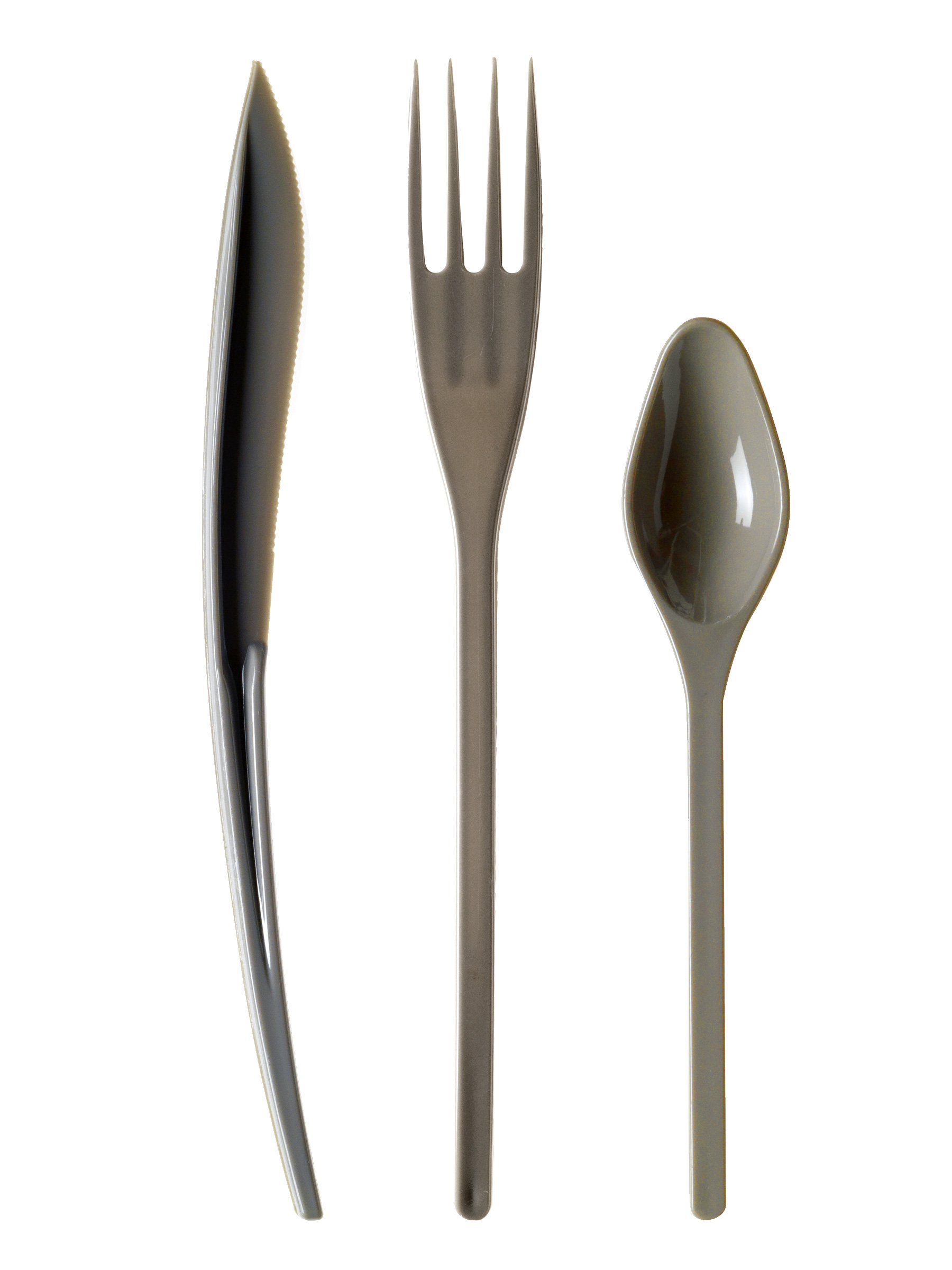 30 Couverts en plastique taupe - Premium